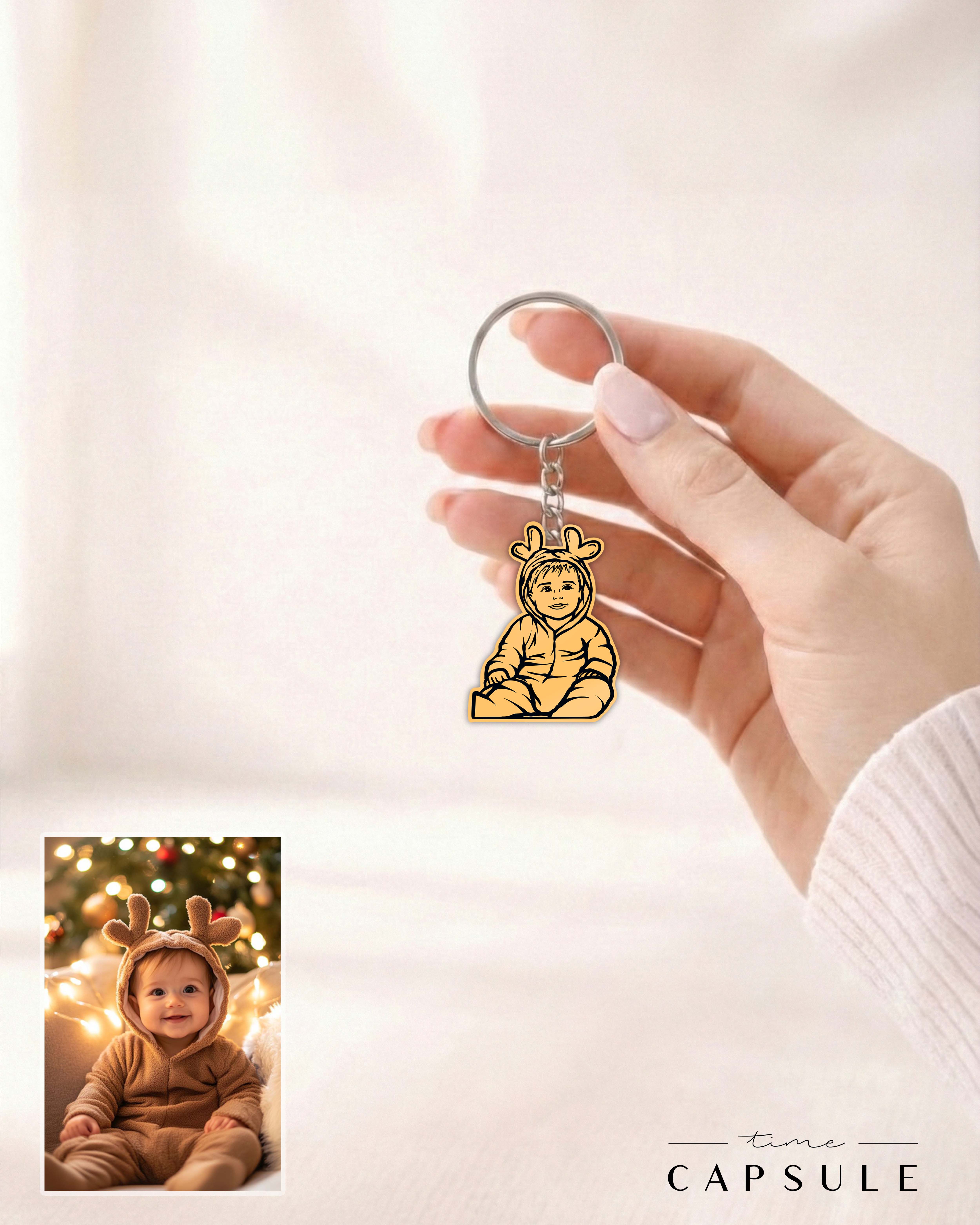 1 პერსონიანი მოოქროვილი ვერცხლის ბრელოკი ფოტოპორტრეტიდან