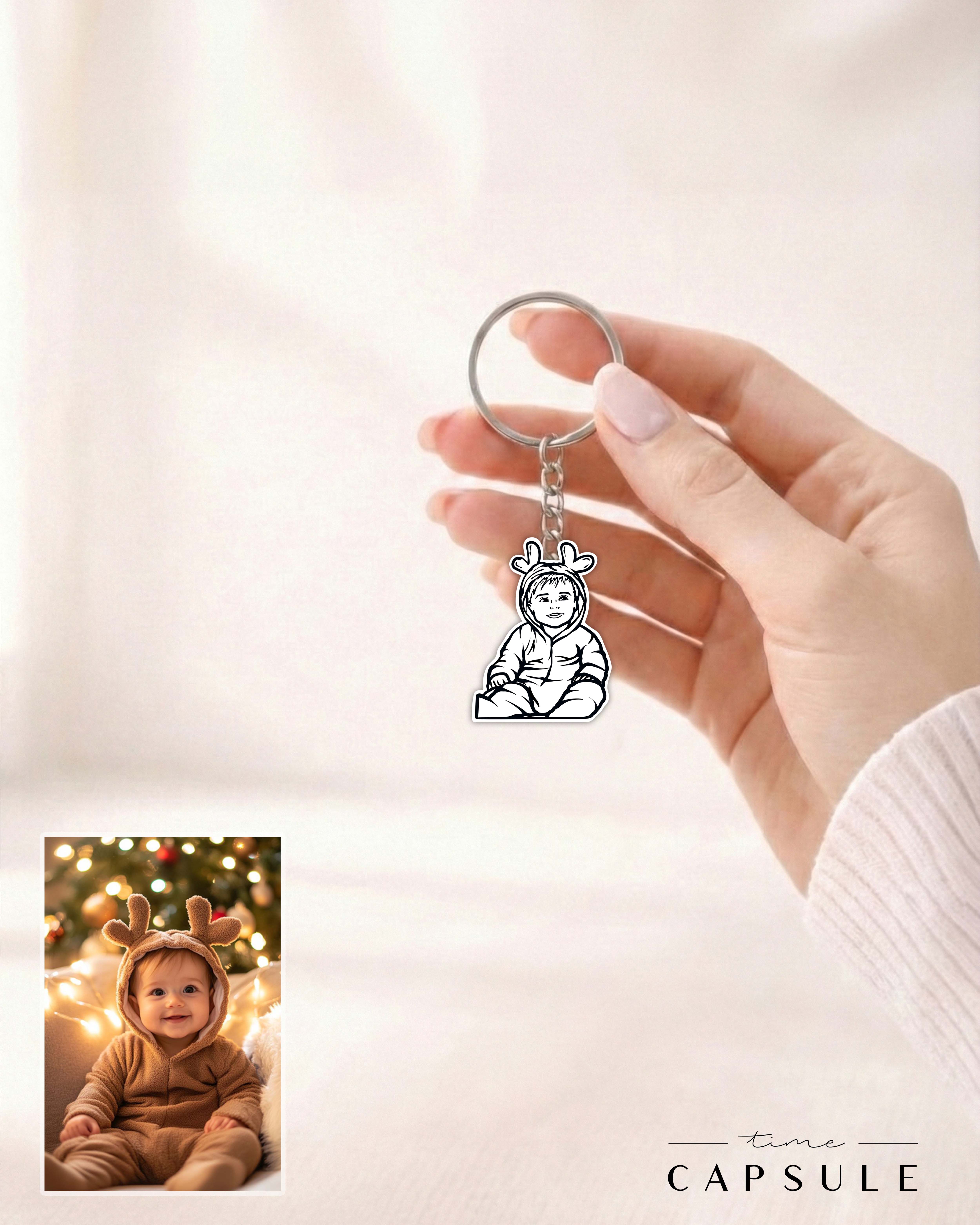 1 პერსონიანი ვერცხლის ბრელოკი ფოტოპორტრეტიდან