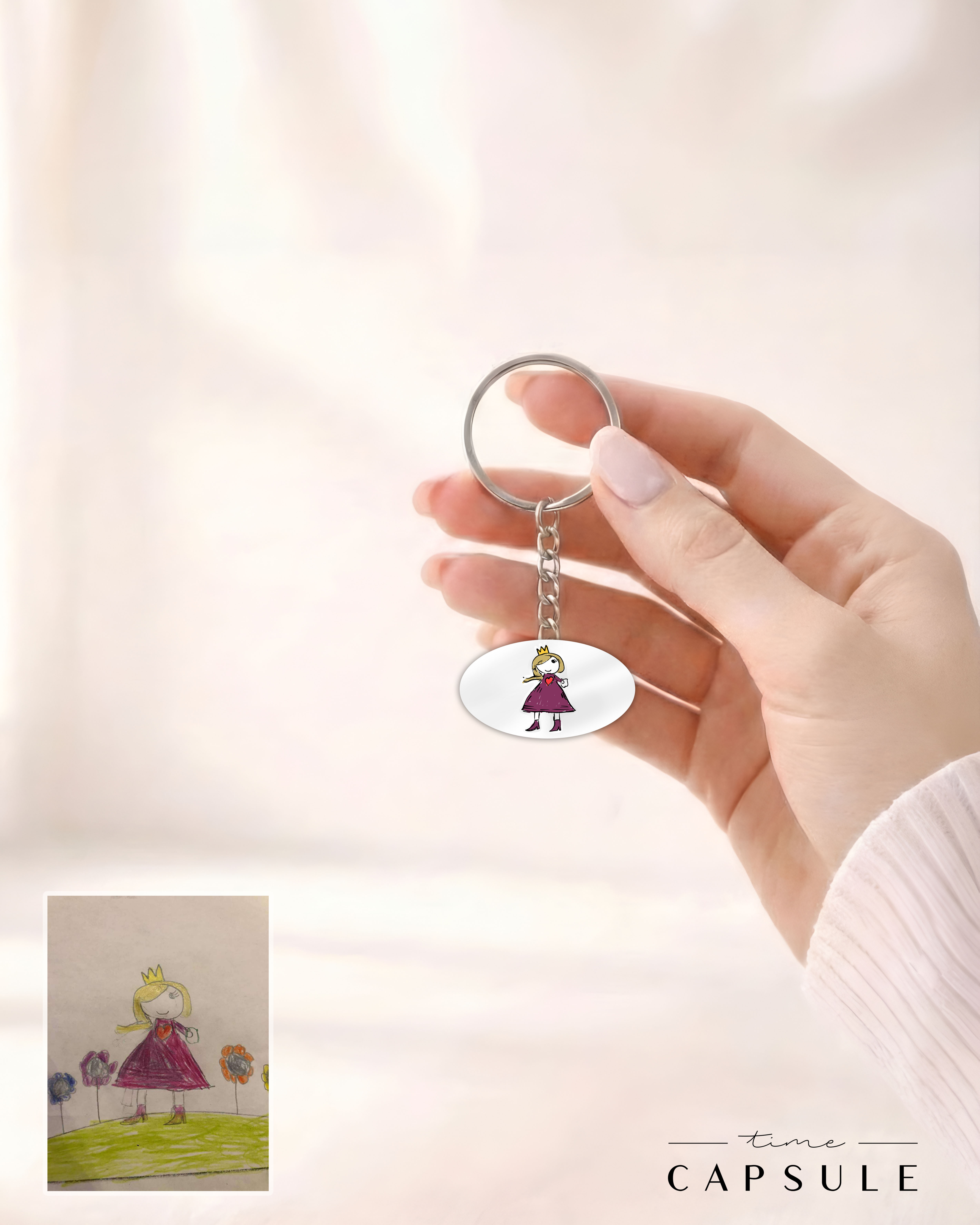 1 პერსონიანი ფერადი ბრელოკი ნახატიდან ოვალურ ფირფიტაზე