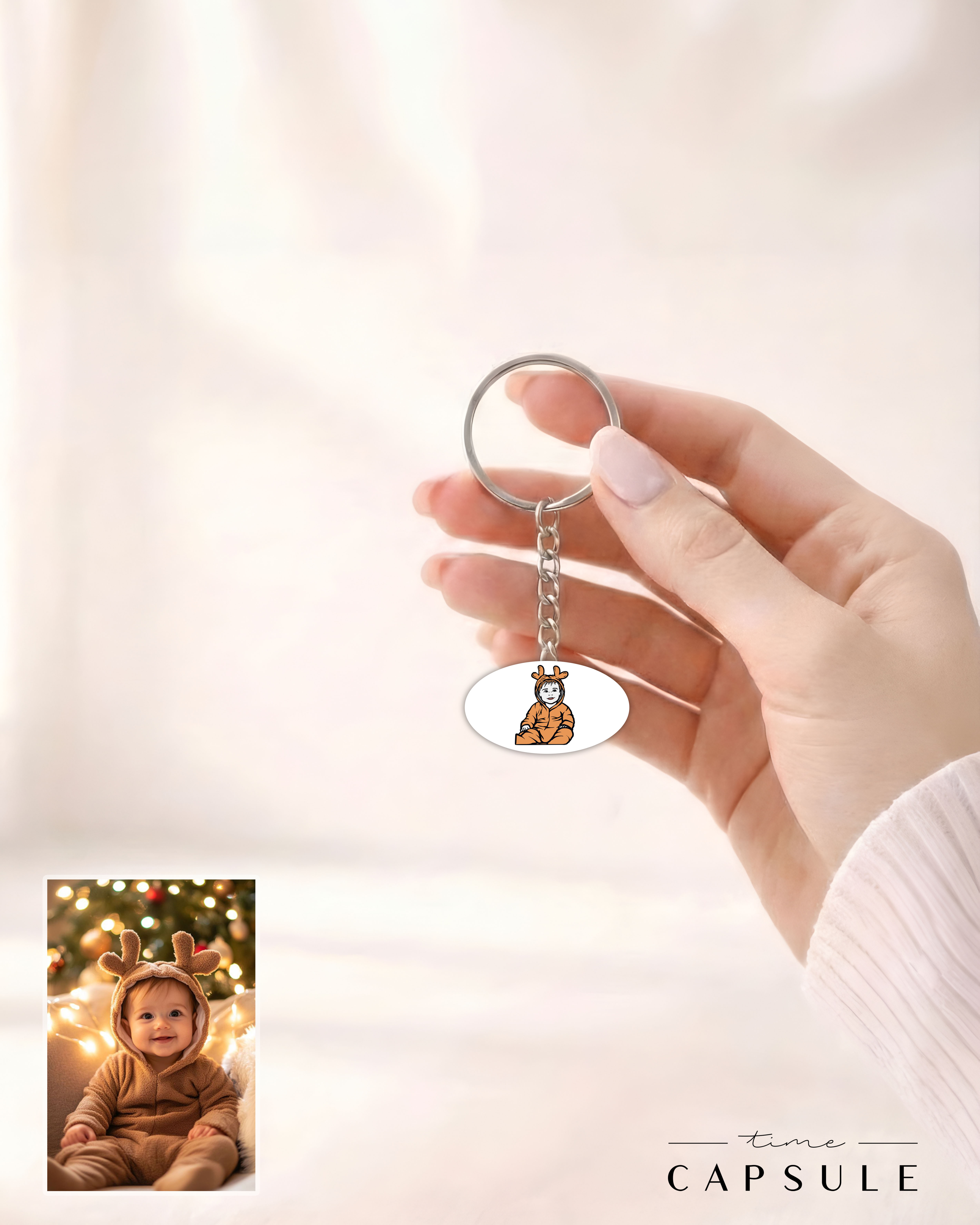 1 პერსონიანი ფერადი ბრელოკი ფოტოპორტრეტიდან ოვალურ ფირფიტაზე