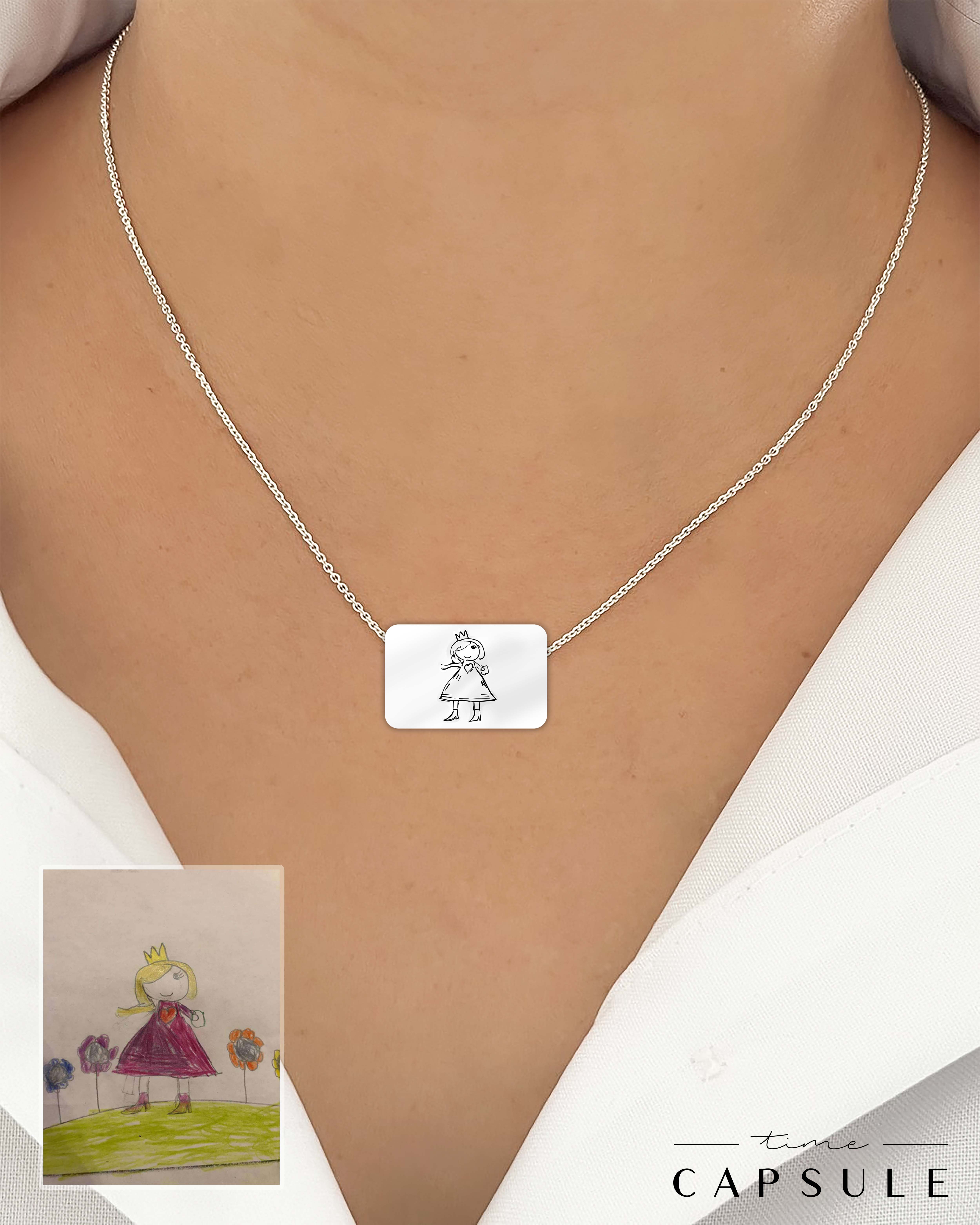 1 პერსონიანი მხოლოდ ვერცხლის კულონი ნახატიდან მართკუთხედ ფირფიტაზე