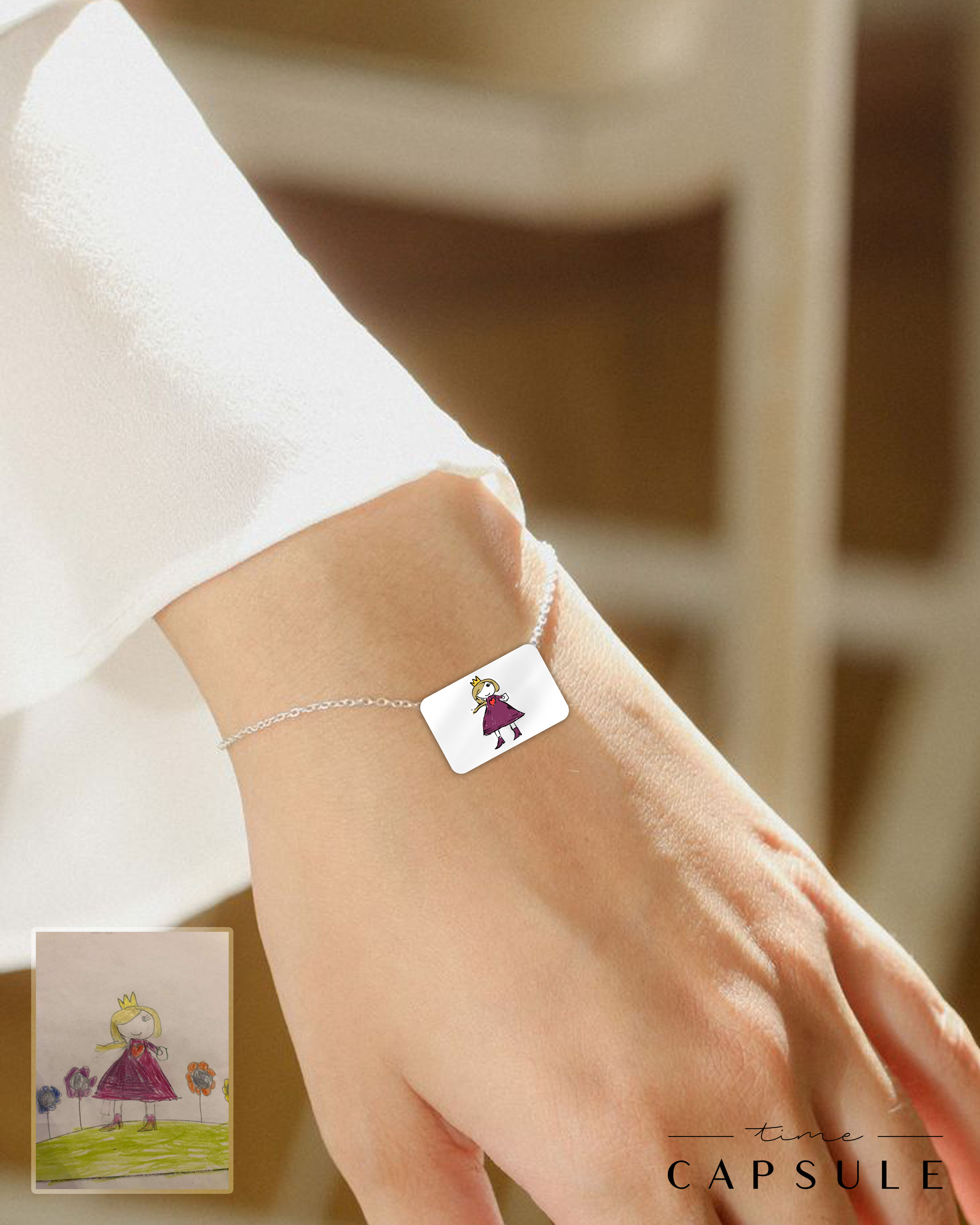 1 პერსონიანი ფერადი სამაჯური ნახატიდან მართკუთხედ ფირფიტაზე