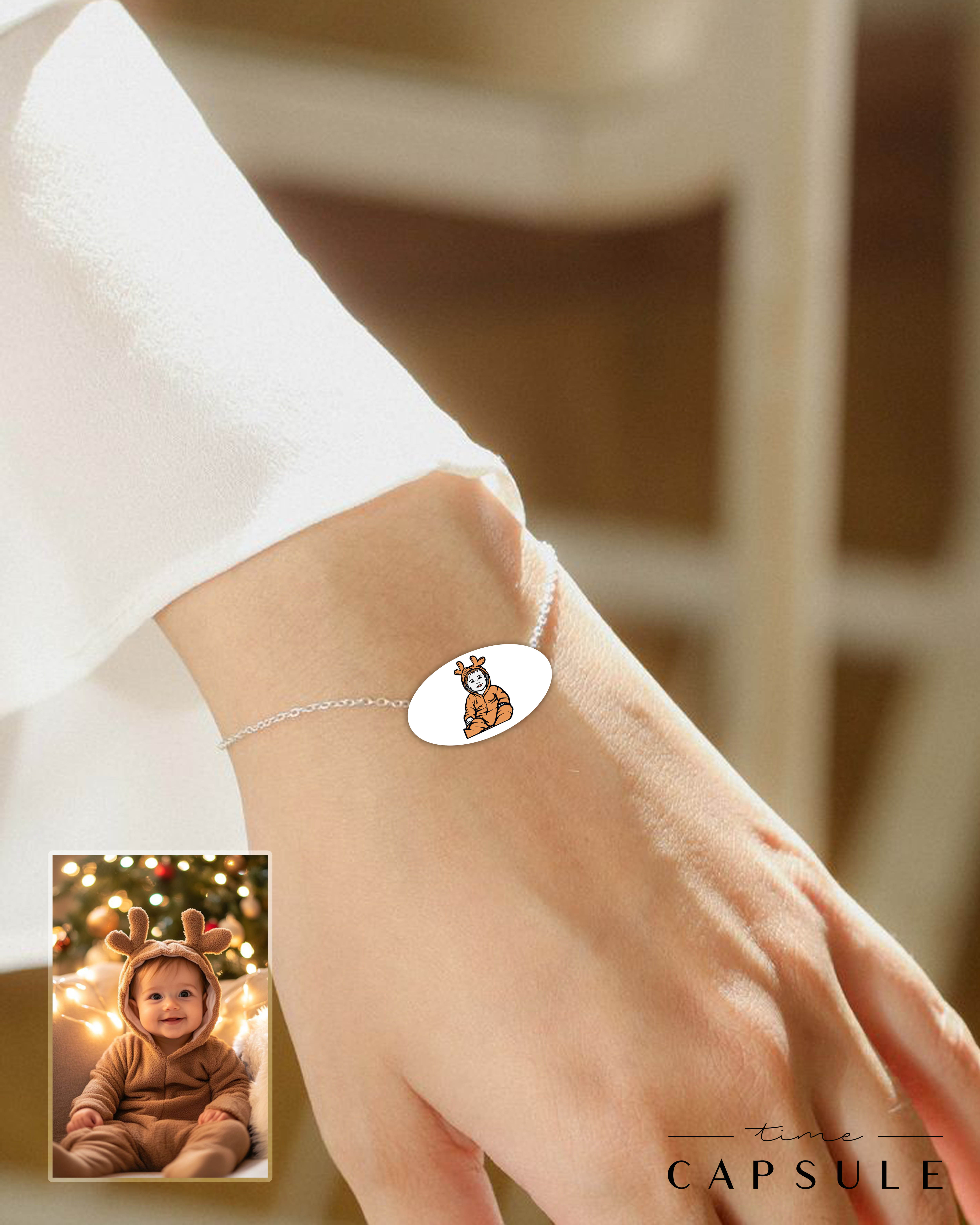 1 პერსონიანი ფერადი სამაჯურიი ფოტოპორტრეტიდან ოვალურ ფირფიტაზე