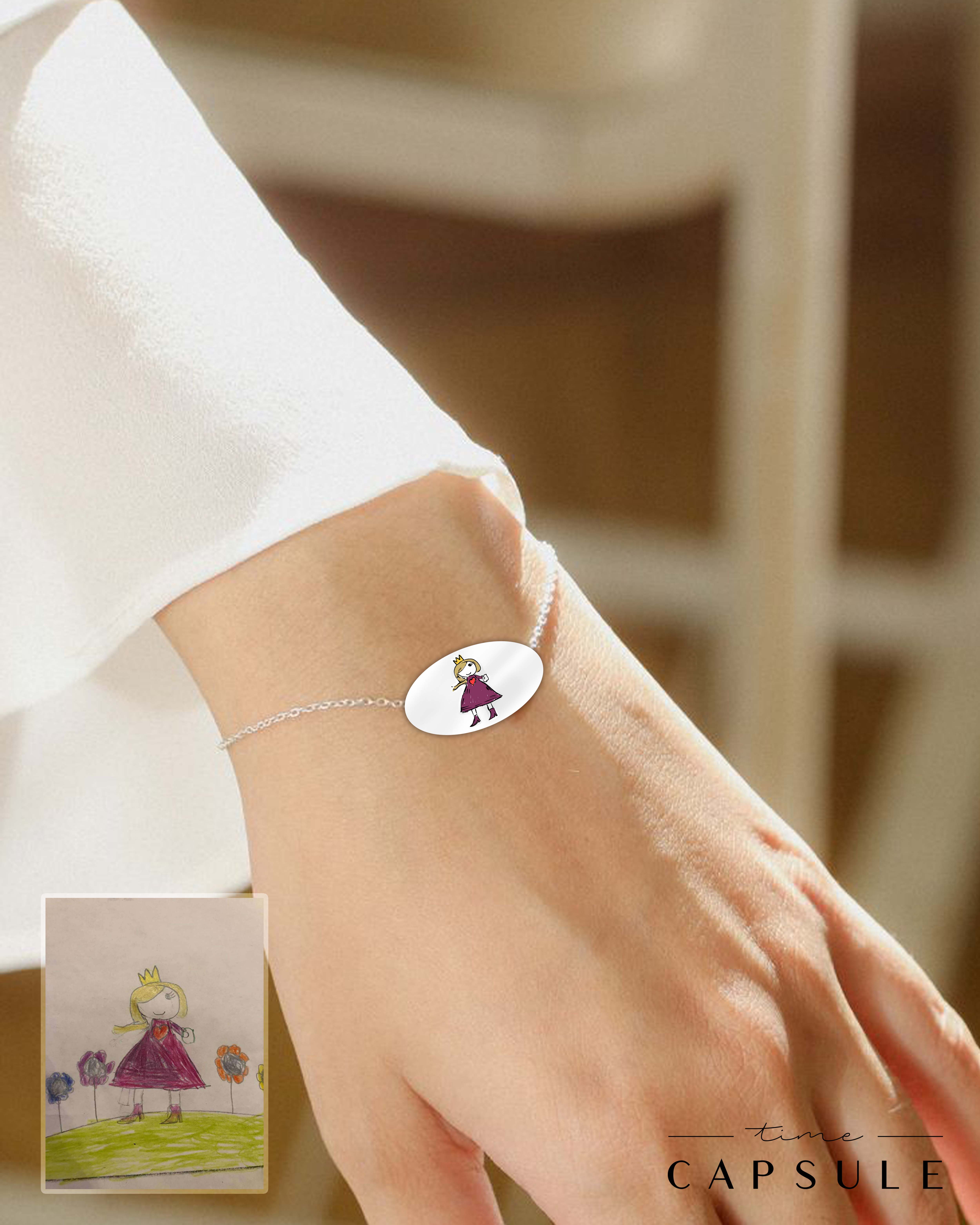 1 პერსონიანი ფერადი სამაჯური  ნახატიდან ოვალურ ფირფიტაზე