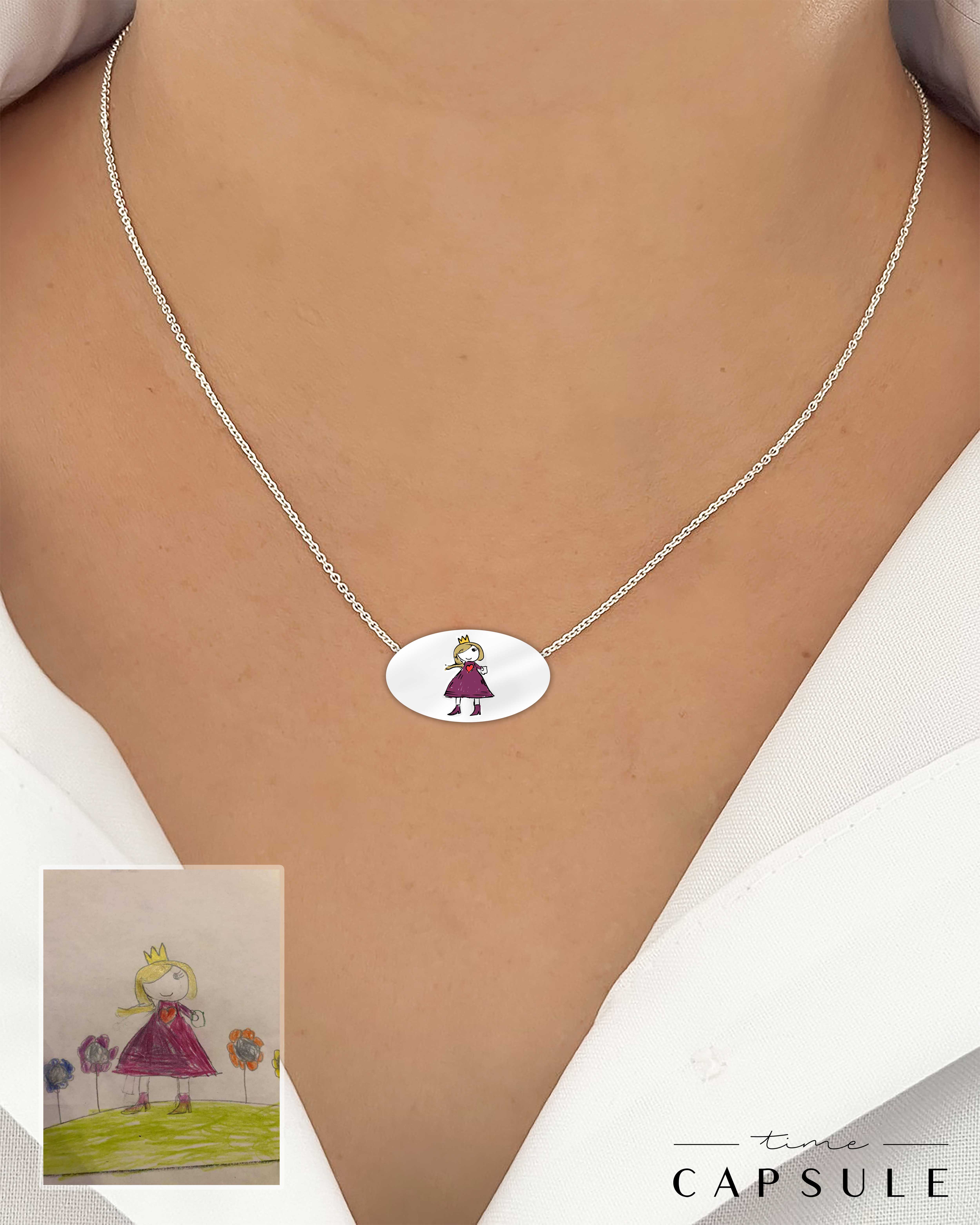 1 პერსონიანი ფერადი კულონი ნახატიდან ოვალურ ფირფიტაზე