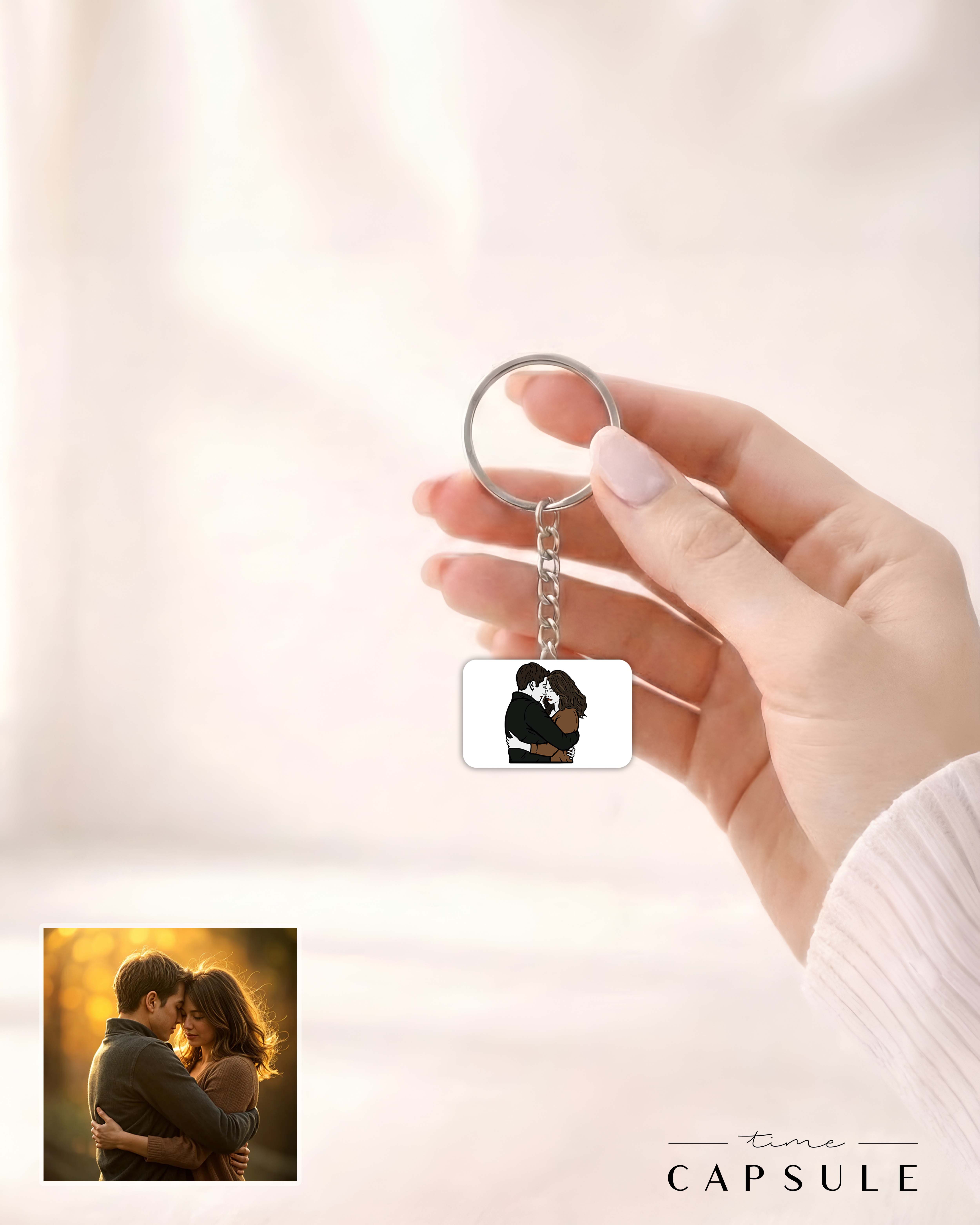 2 პერსონიანი ფერადი ბრელოკი ფოტოპორტრეტიდან მრგვალ ფირფიტაზე