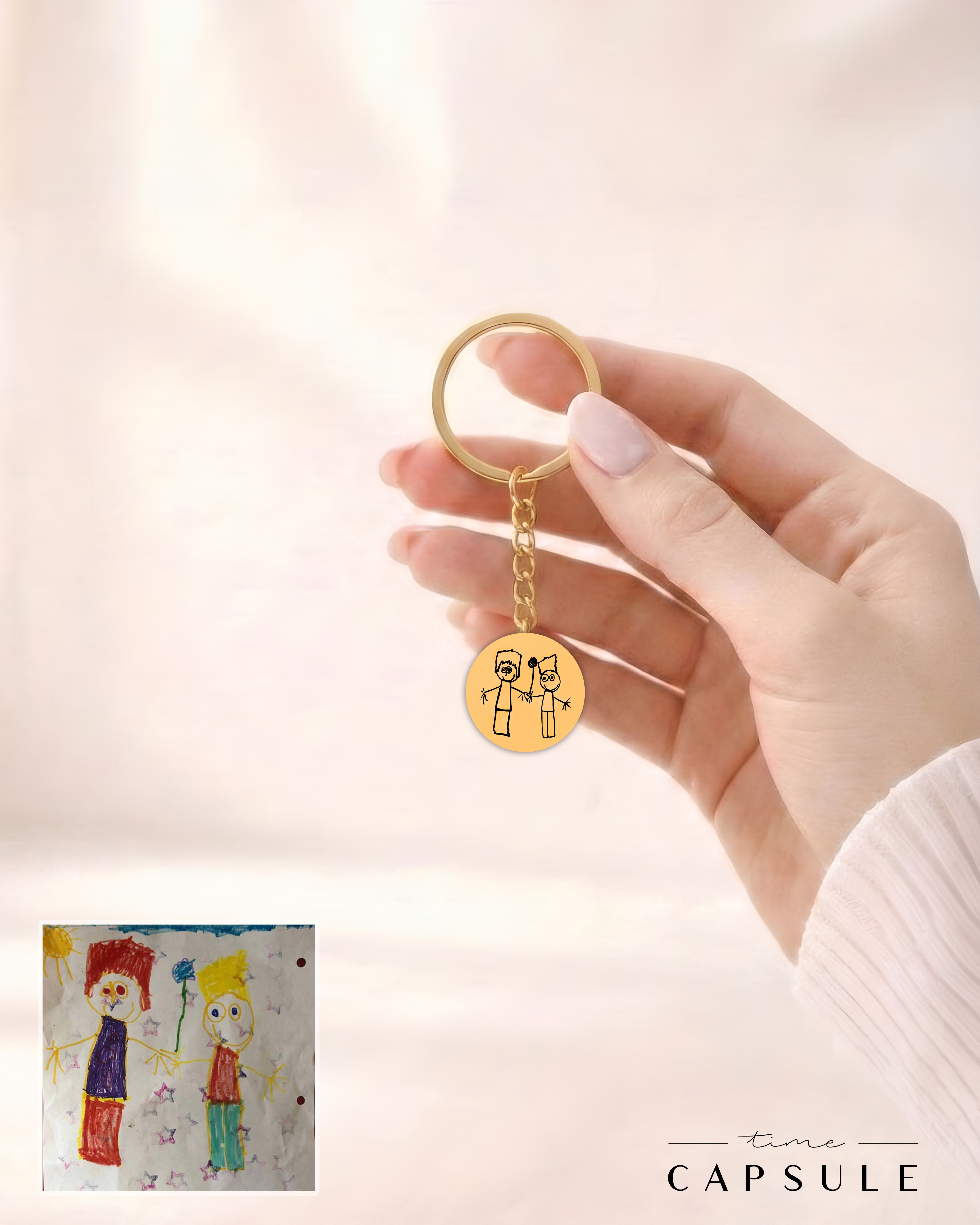 2 პერსონიანი მხოლოდ ვერცხლის ბრელოკი ნახატიდან მოოქროვილი მრგვალ ფირფიტაზე