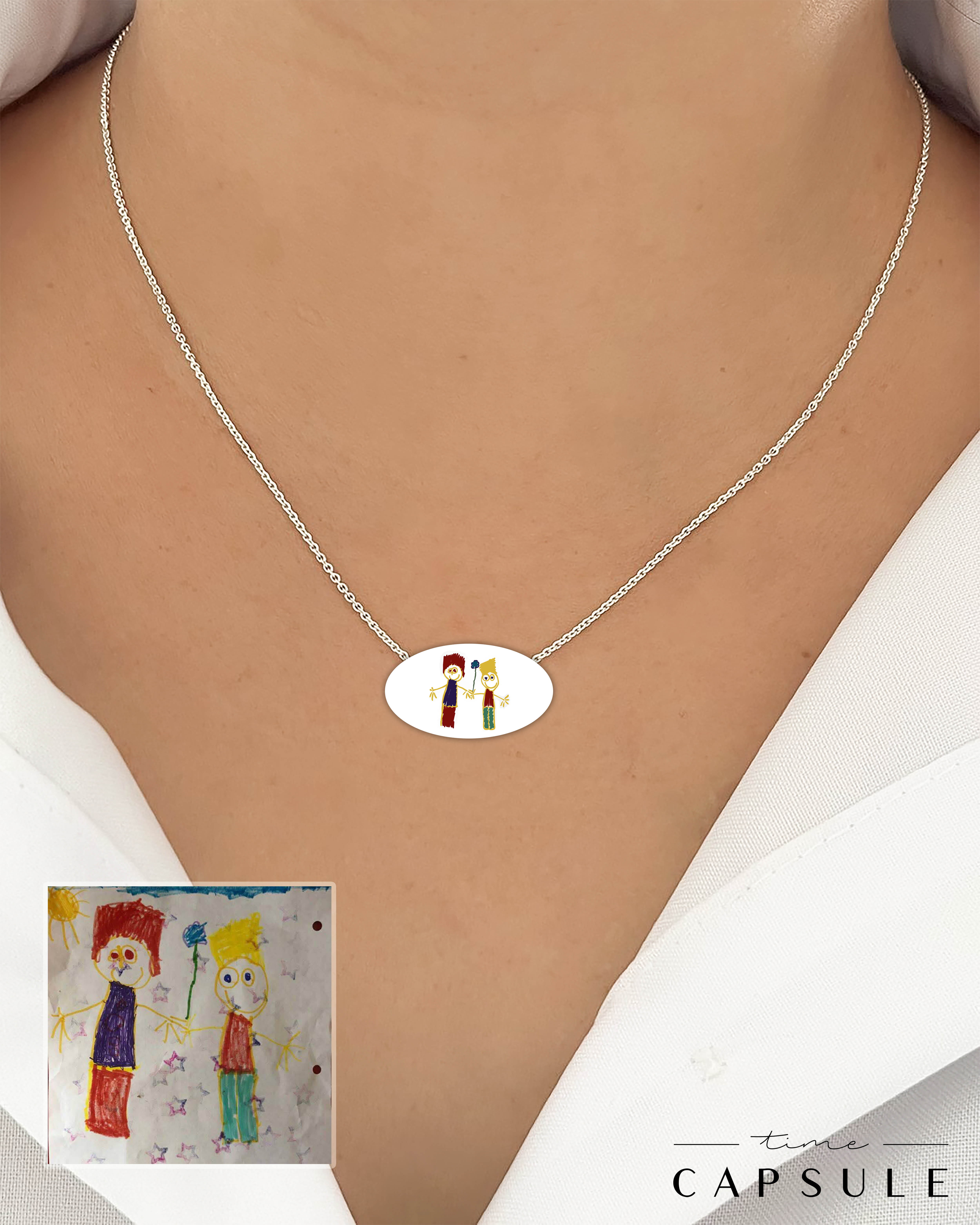 2 პერსონიანი ფერადი კულონი ნახატიდან ოვალურ ფირფიტაზე