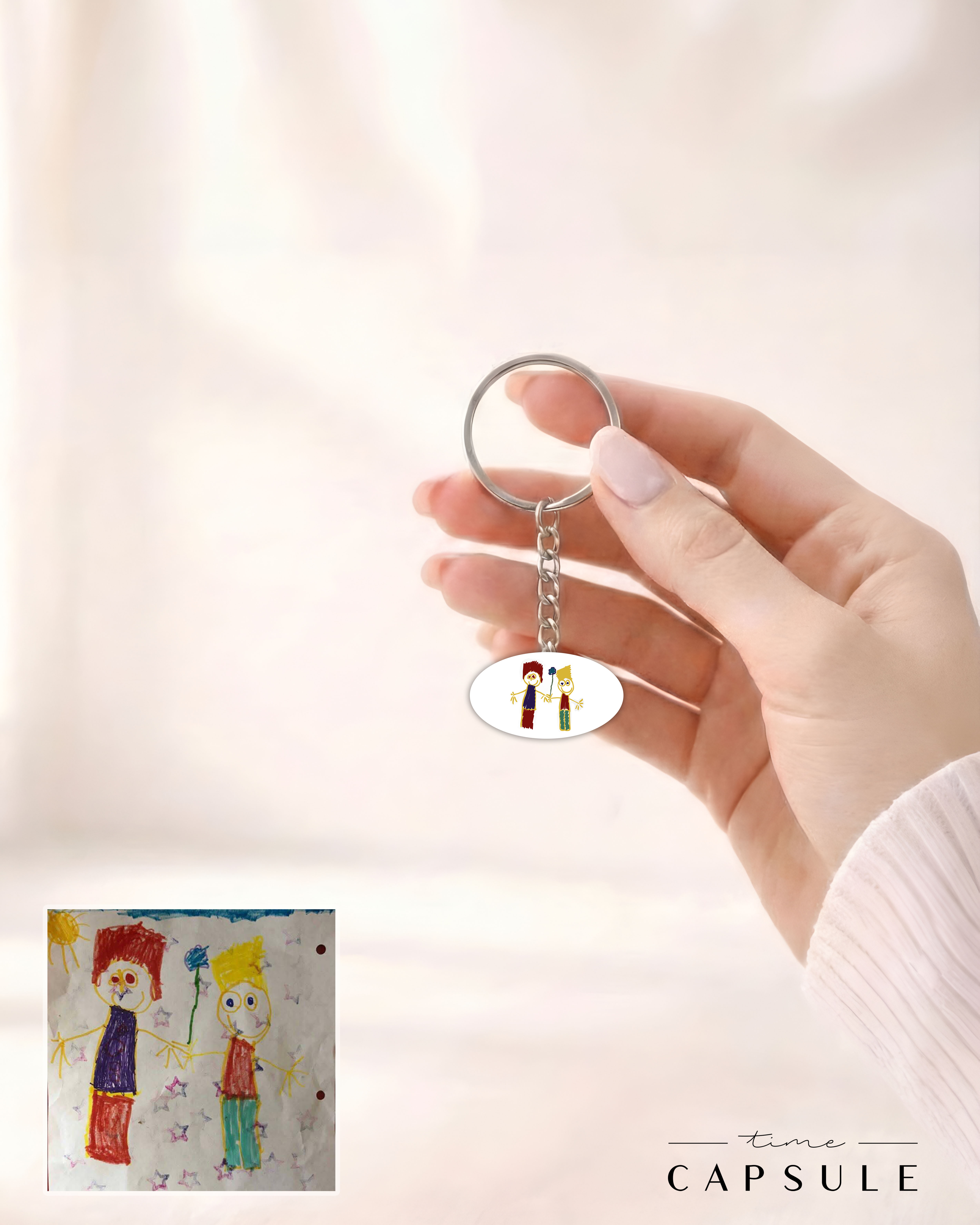 2 პერსონიანი ფერადი ბრელოკი ნახატიდან ოვალურ ფირფიტაზე