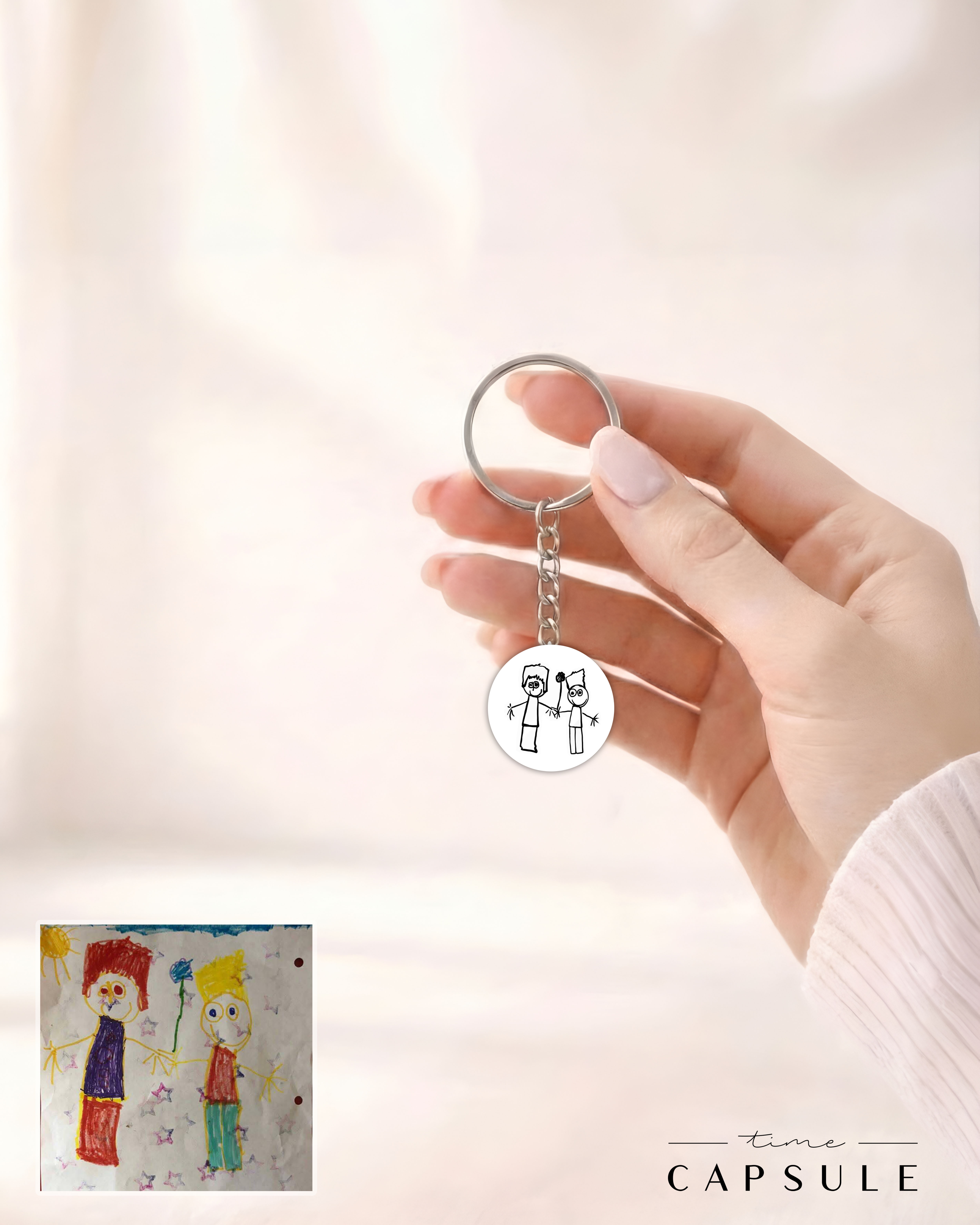 2 პერსონიანი მხოლოდ ვერცხლის ბრელოკი ნახატიდან მრგვალ ფირფიტაზე