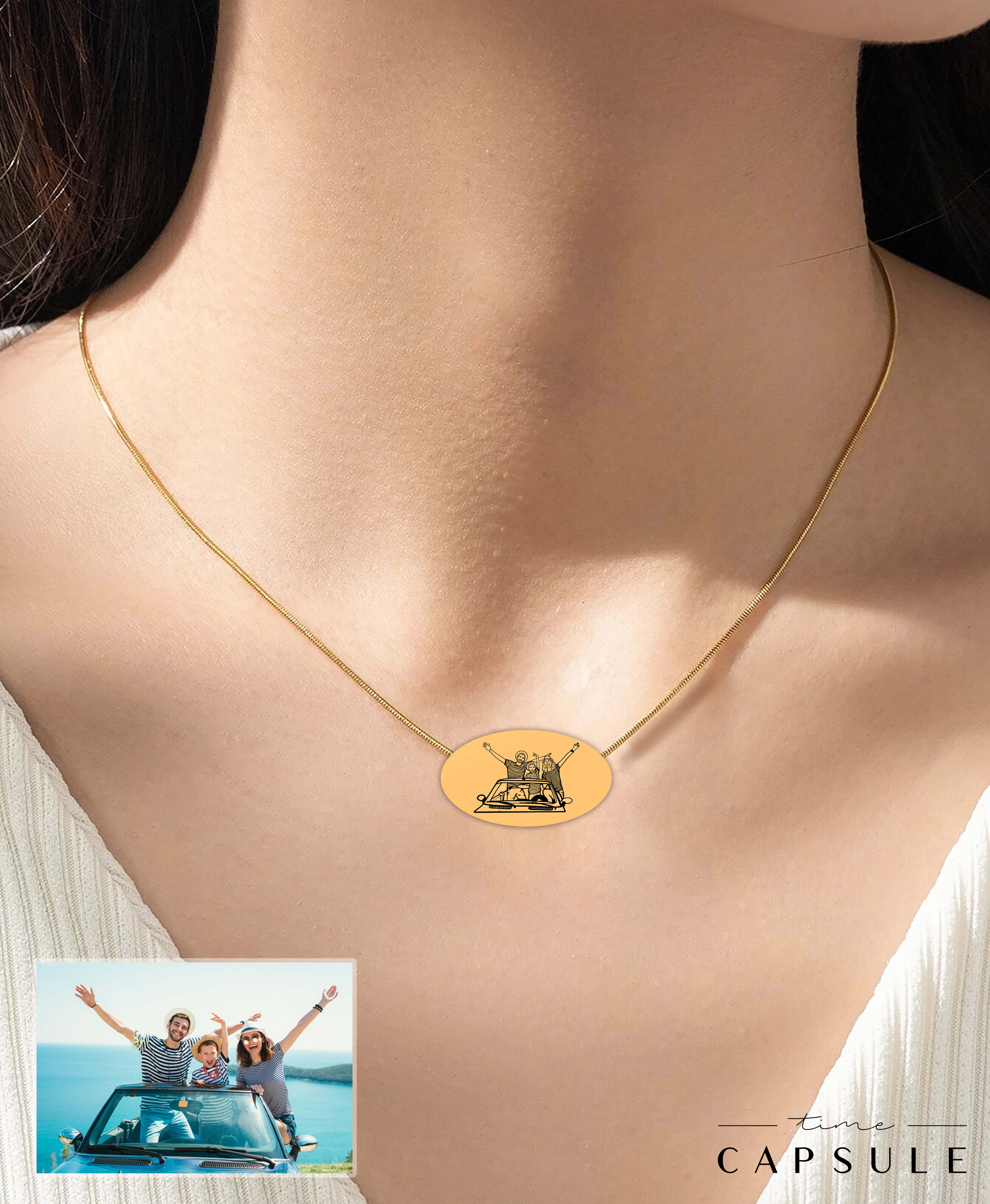 3 პერსონიანი მხოლოდ ვერცხლის კულონი ფოტოპორტრეტიდან მოოქროვება ოვალურ ფირფიტაზე