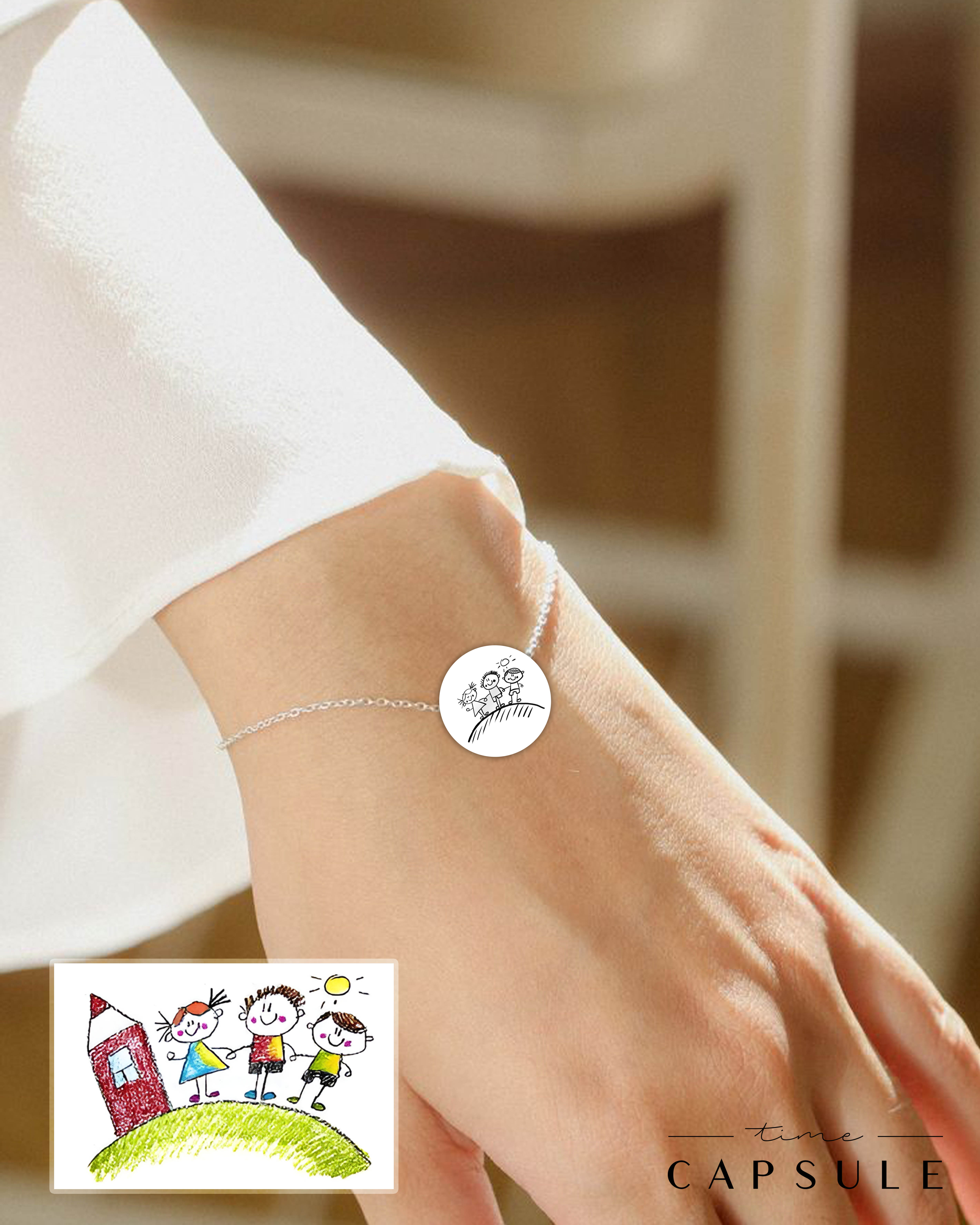 3 პერსონიანი მხოლოდ ვერცხლის სამაჯური ნახტიდან მრგვალ ფირფიტაზე