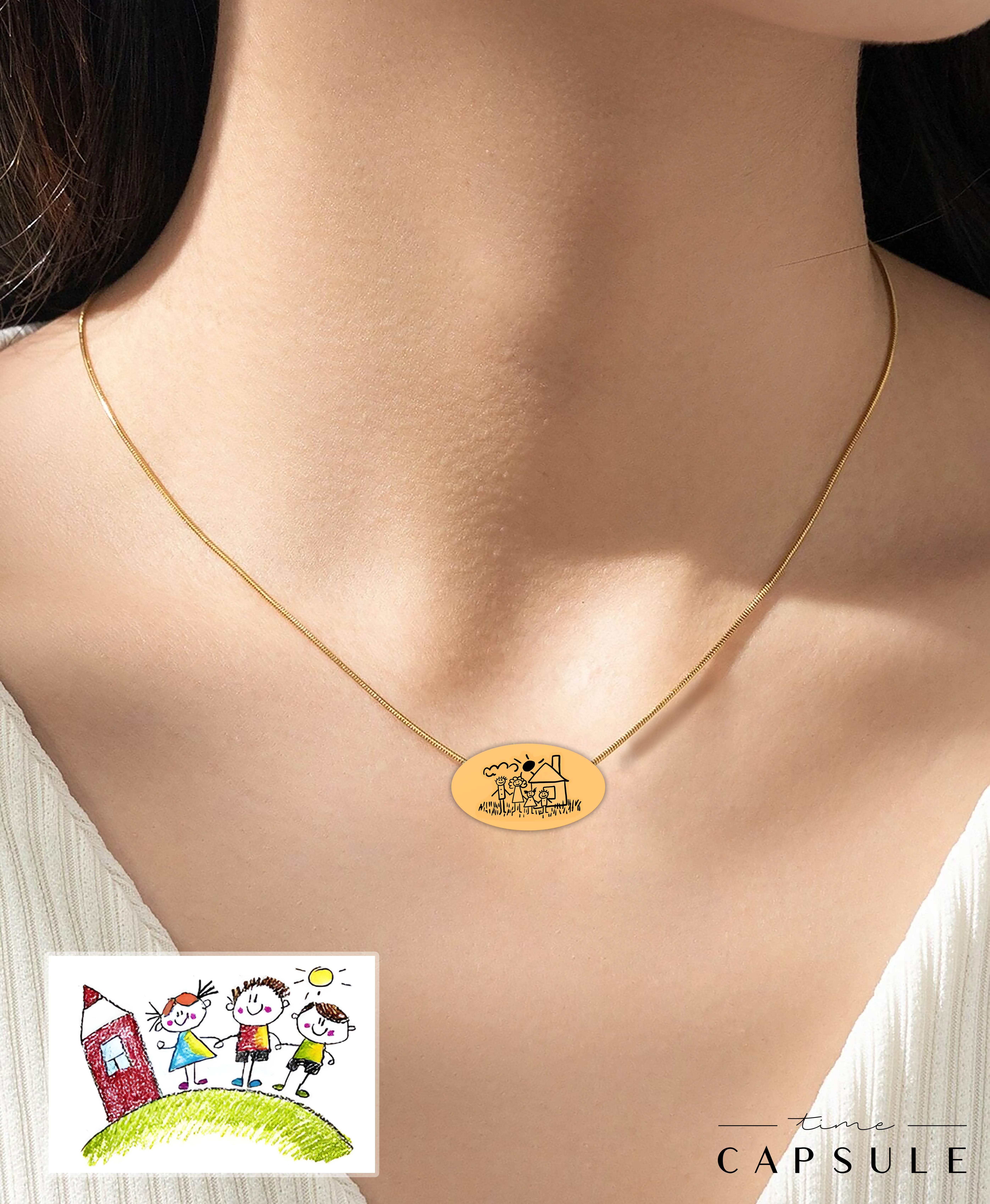 4 პერსონიანი მხოლოდ ვერცხლის კულონი ნახატიდან მოოქროვილი ოვალურ ფირფიტაზე