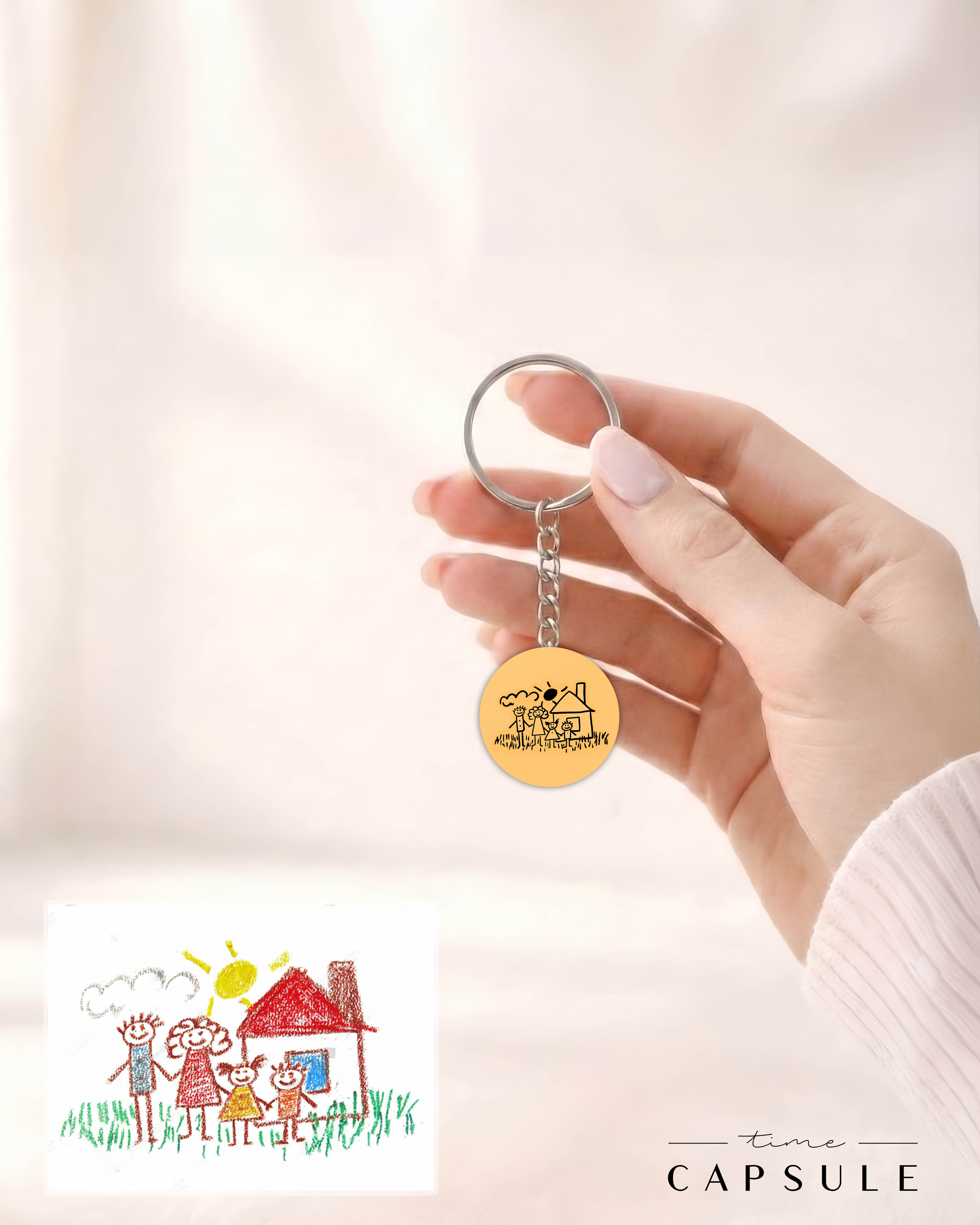 4 პერსონიანი მხოლოდ ვერცხლის ბრელოკი ნახატიდან მოოქროვილი მრგვალ ფირფიტაზე