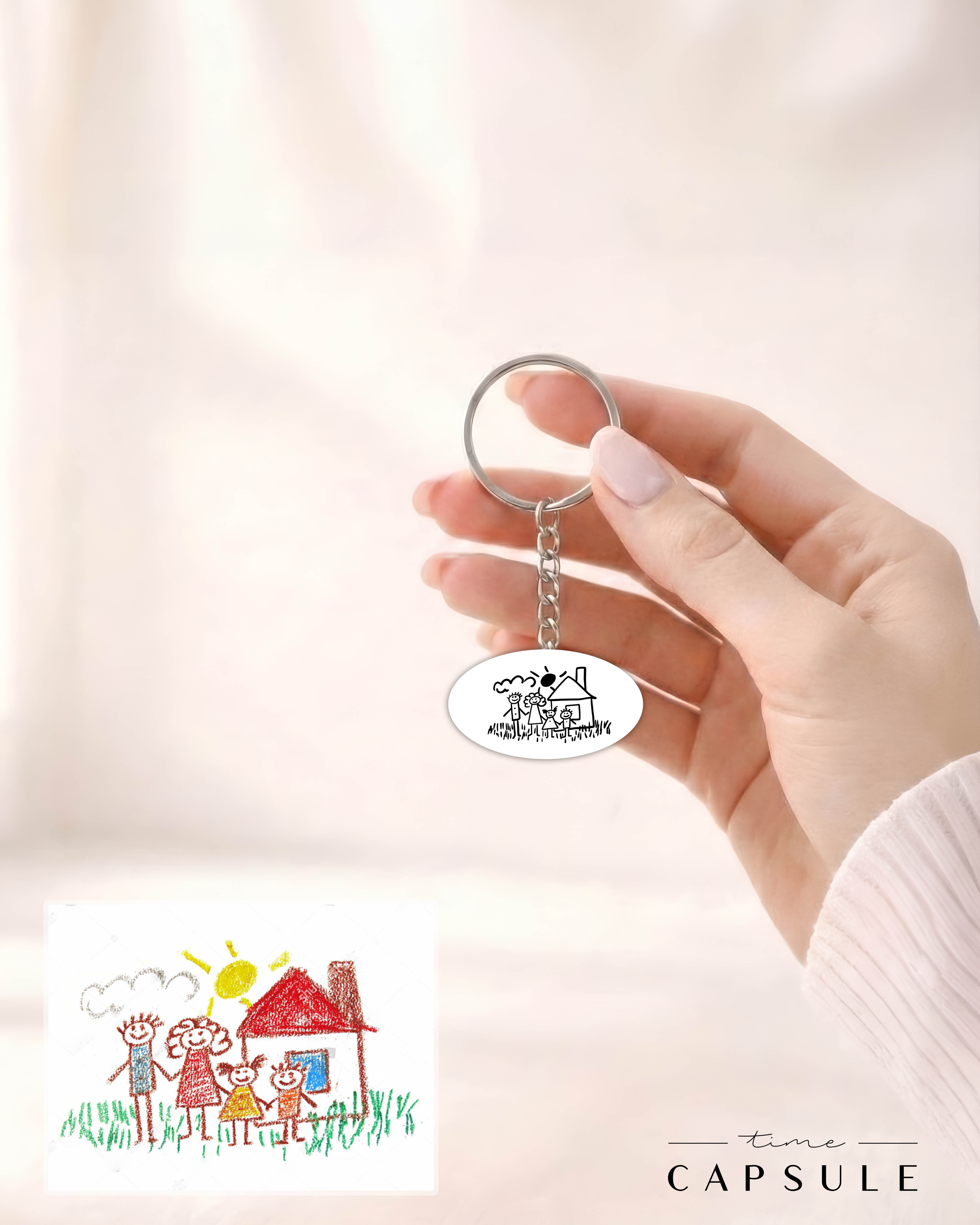 4 პერსონიანი მხოლოდ ვერცხლის ბრელოკი  ნახატიდან ოვალურ ფირფიტაზე