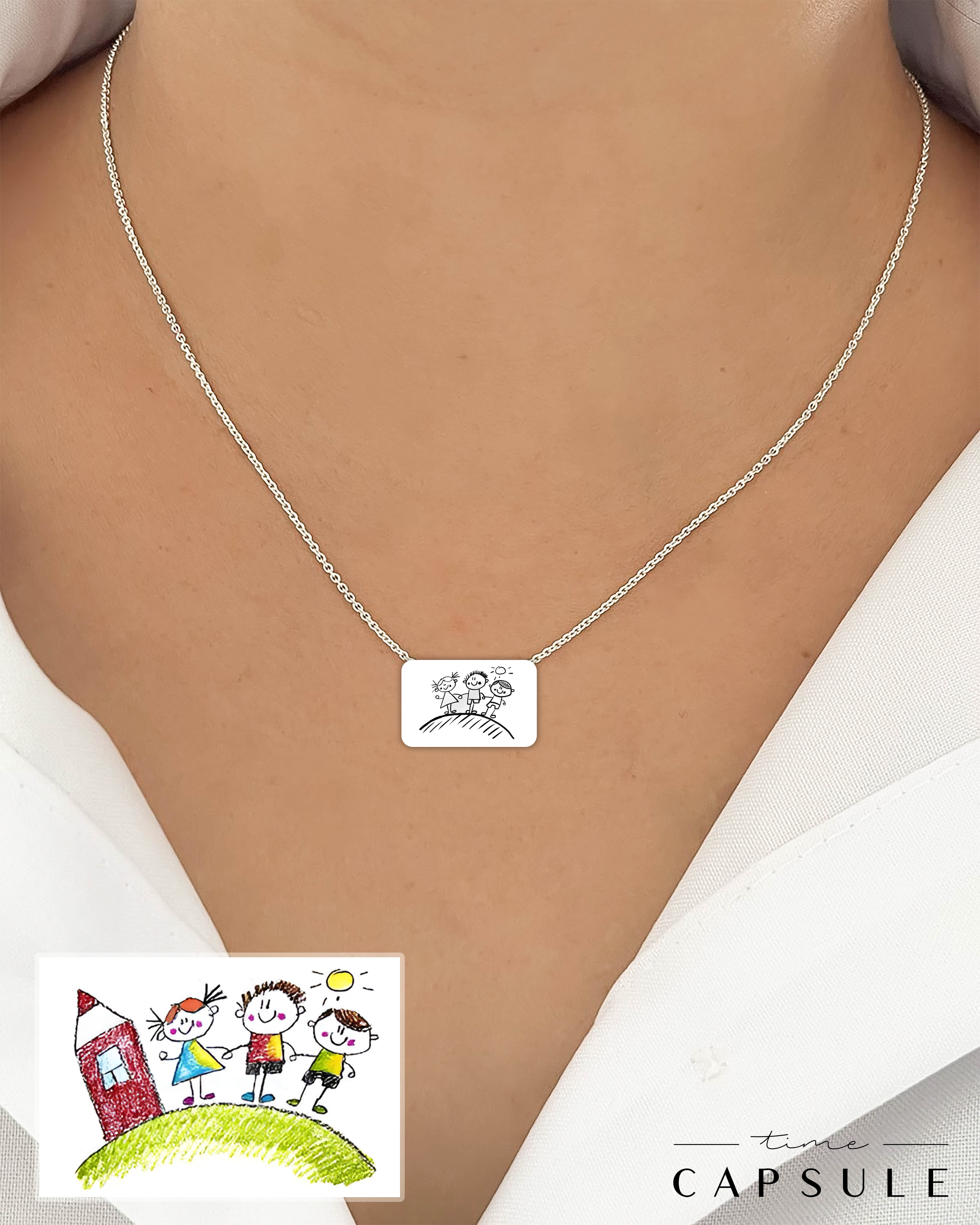 4 პერსონიანი მხოლოდ ვერცხლის კულონი  ნახატიდან მართკუთხედ ფირფიტაზე