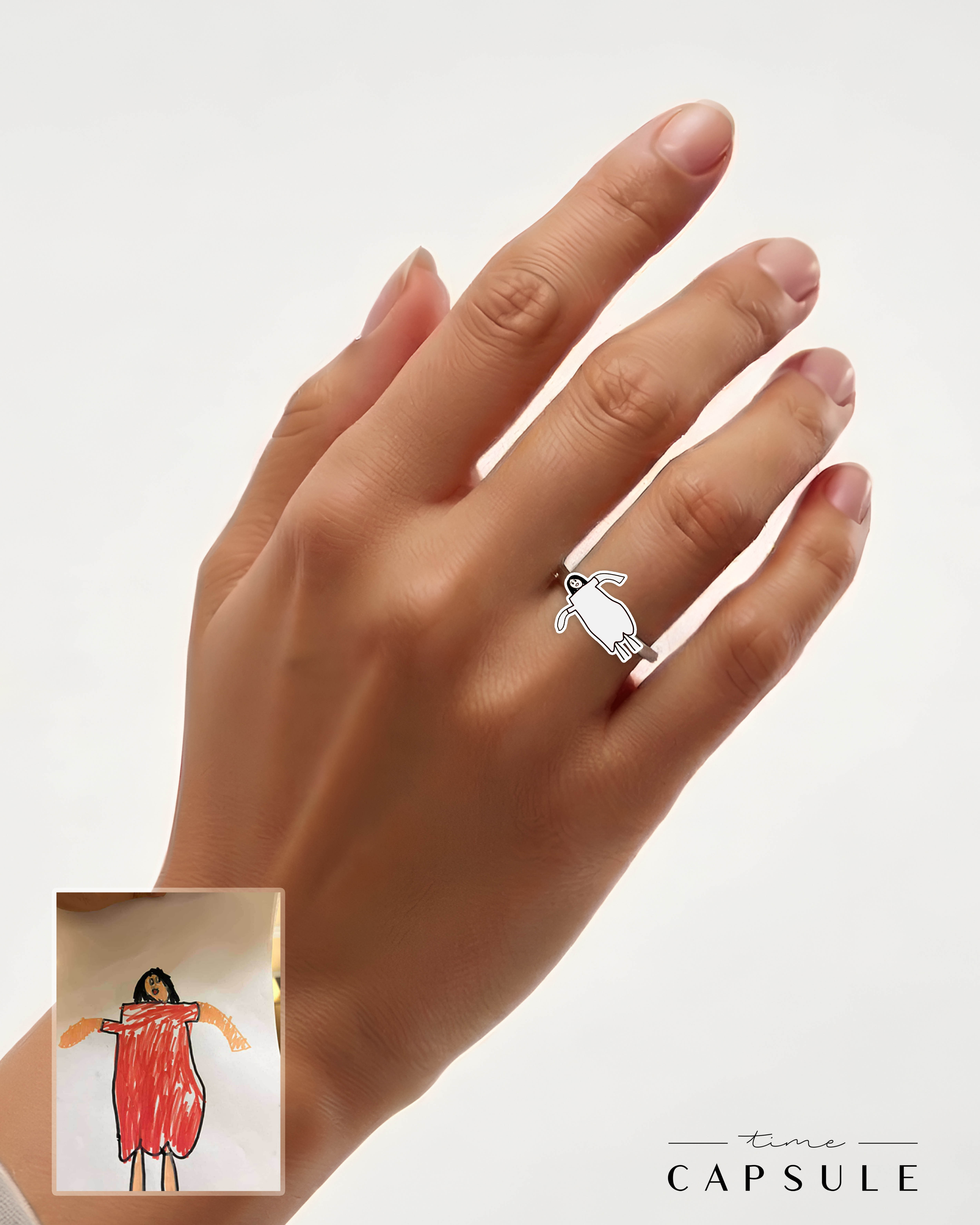 1 პერსონიანი მხოლოდ ვერცხლის ბეჭედი სტანდარტული თხელი ნახატით