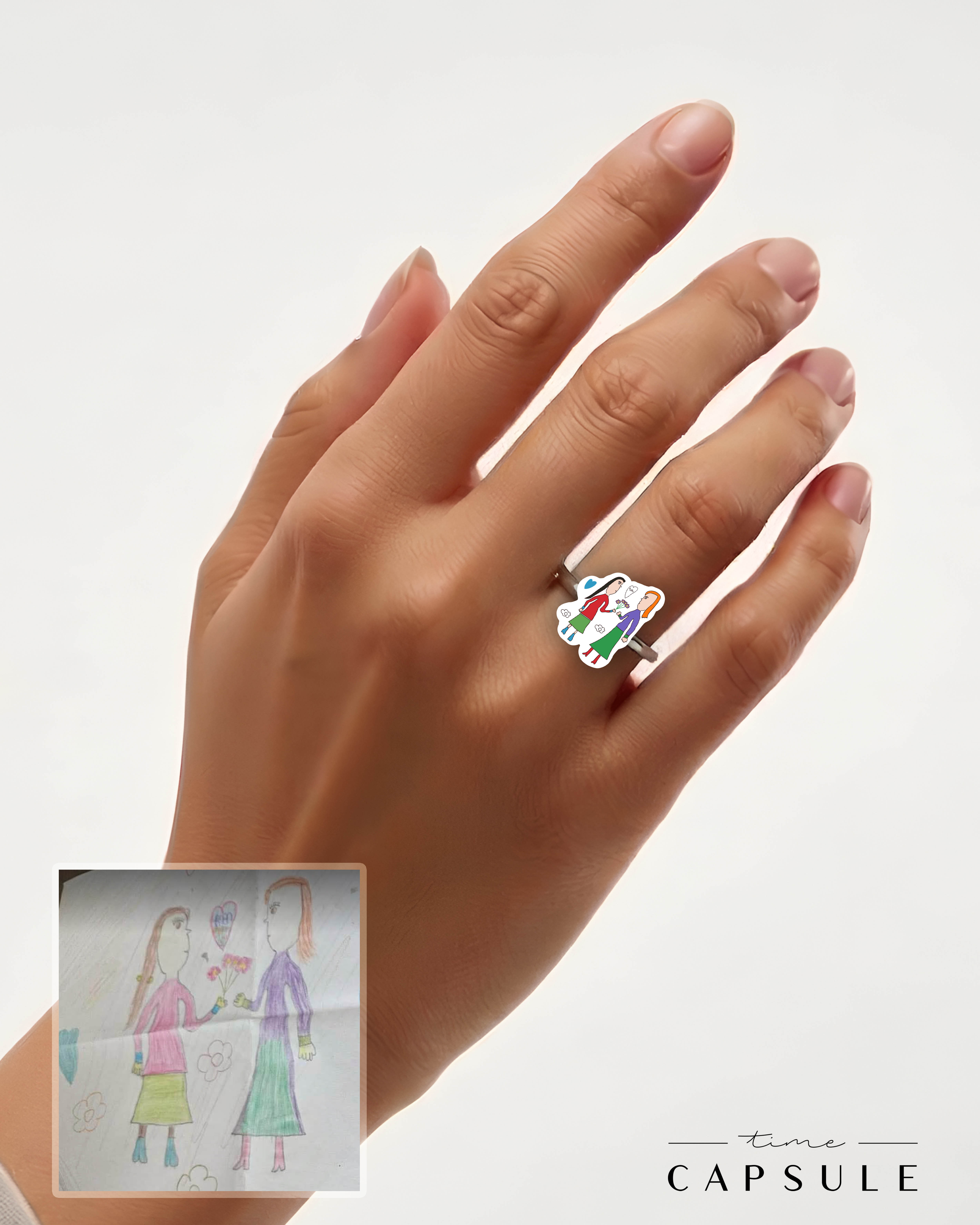 2 პერსონიანი ფერადი ბეჭედი სტანდარტული თხელი, ნახატით