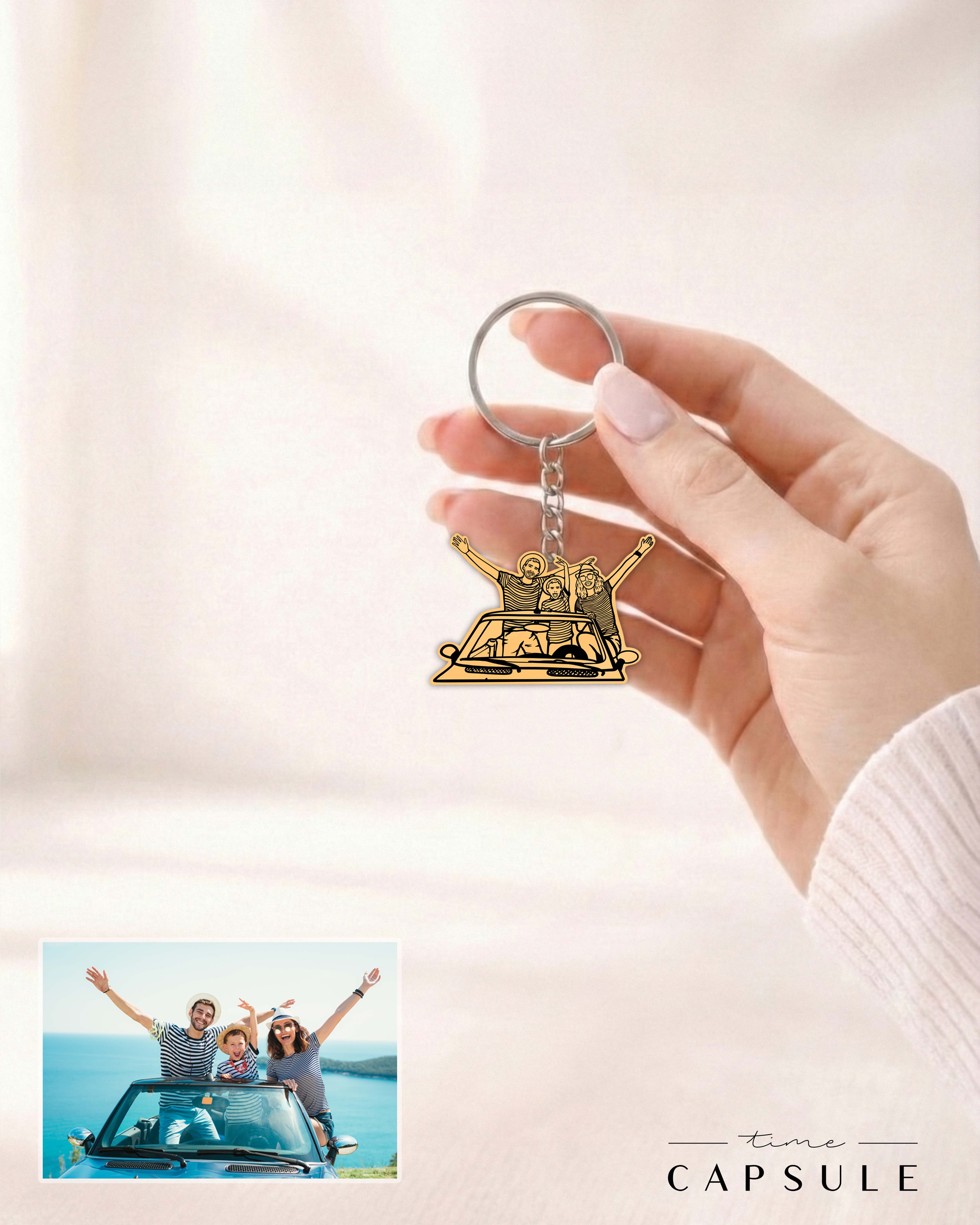 3 პერსონიანი მოოქროვილი ვერცხლის ბრელოკი ფოტოპორტრეტიდან