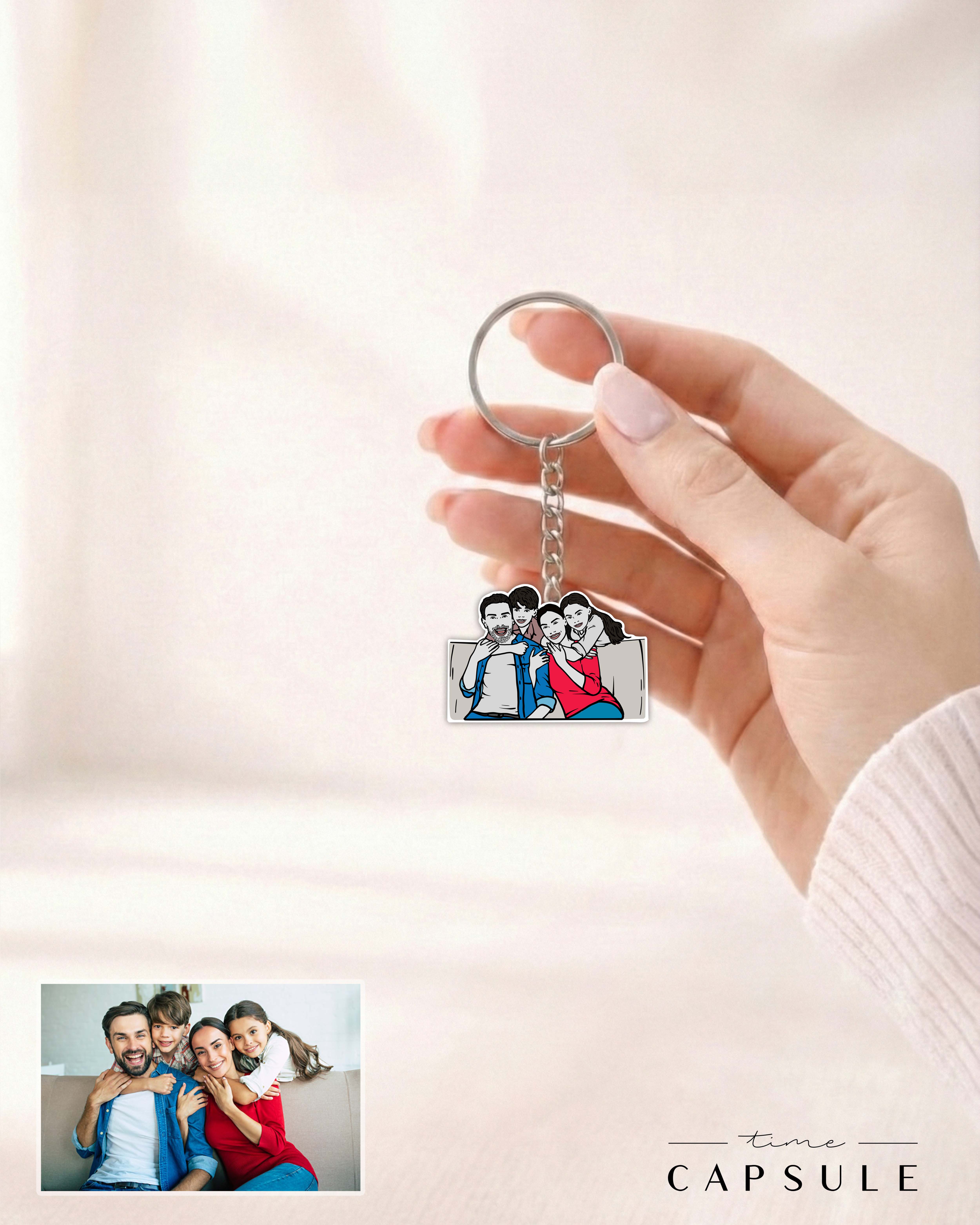 4 პერსონიანი ფერადი ბრელოკი ფოტოპორტრეტიდან