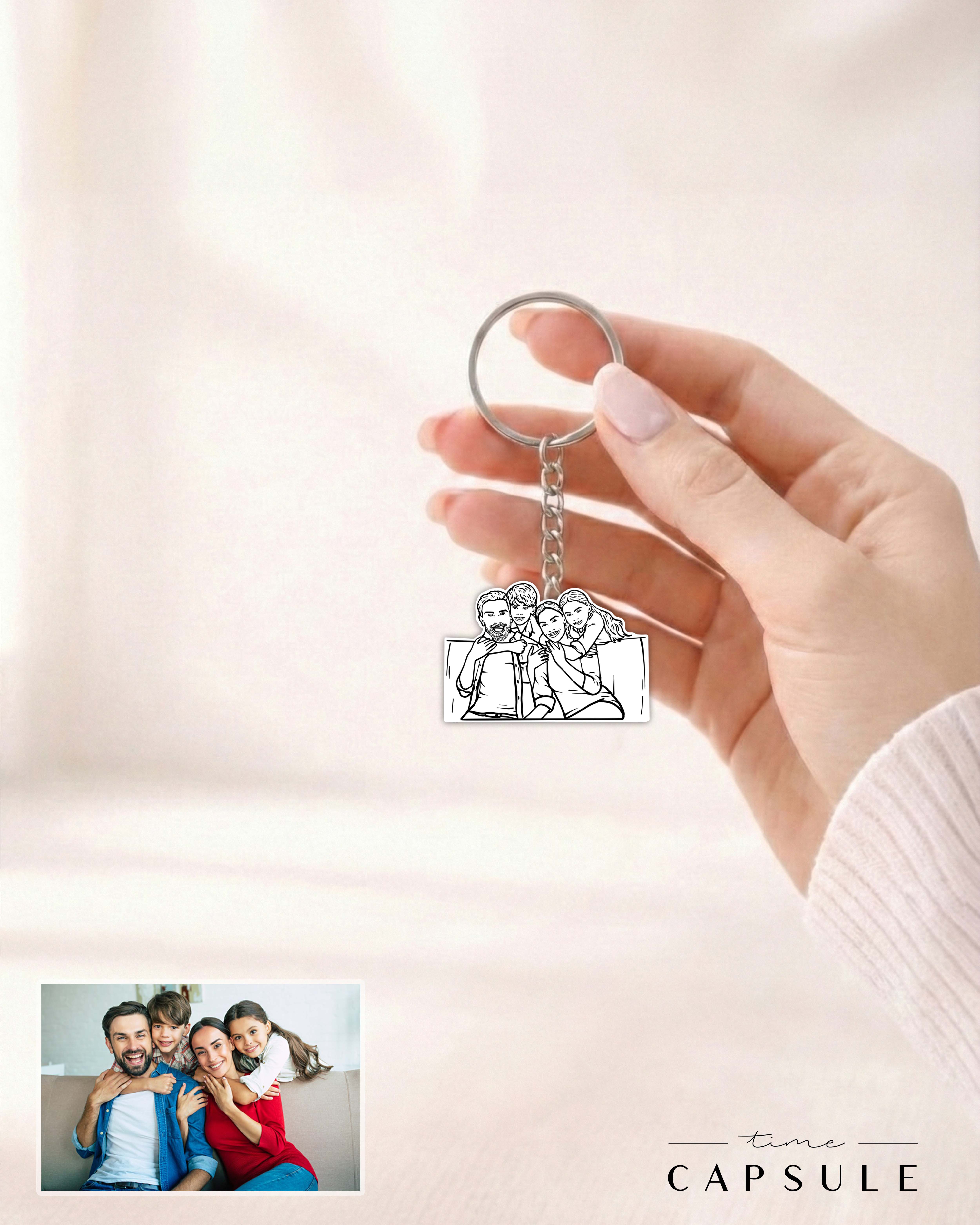 4 პერსონიანი ვერცხლის ბრელოკი ფოტოპორტრეტიდან