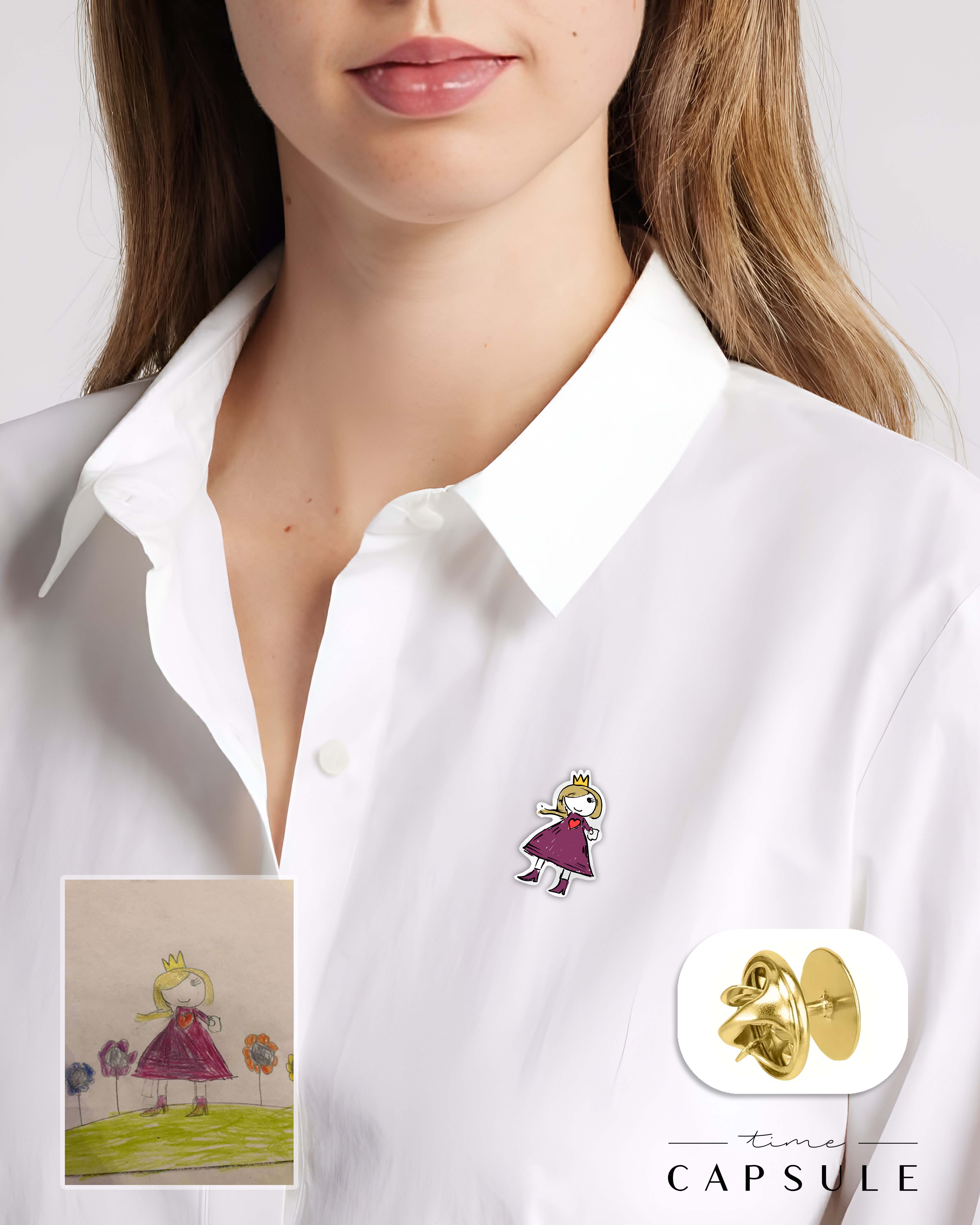 1 პერსონიანი ფერადი მოოქროვილი პინი ნახატიდან