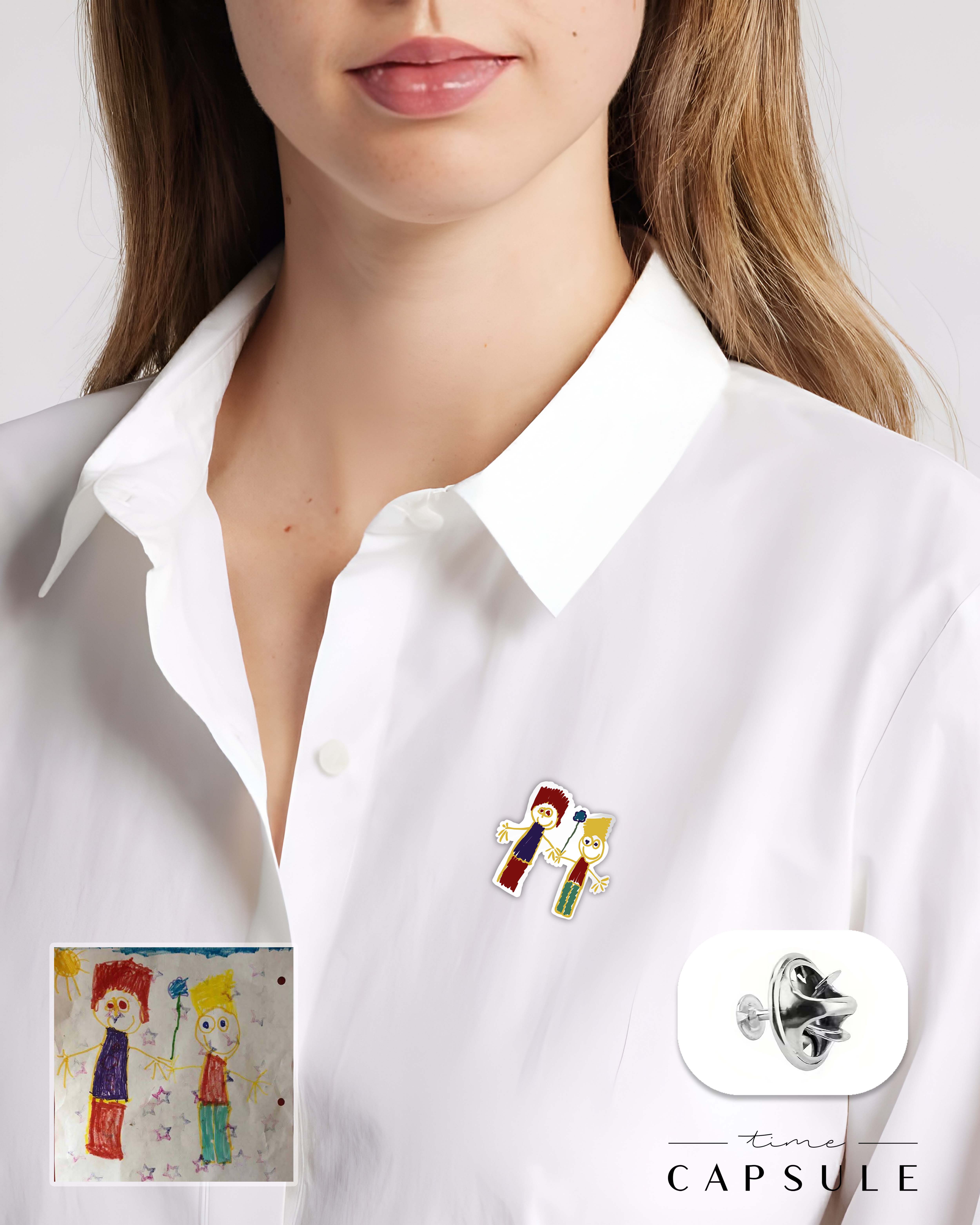 2 პერსონიანი ფერადი ვერცხლის პინი ნახატიდან