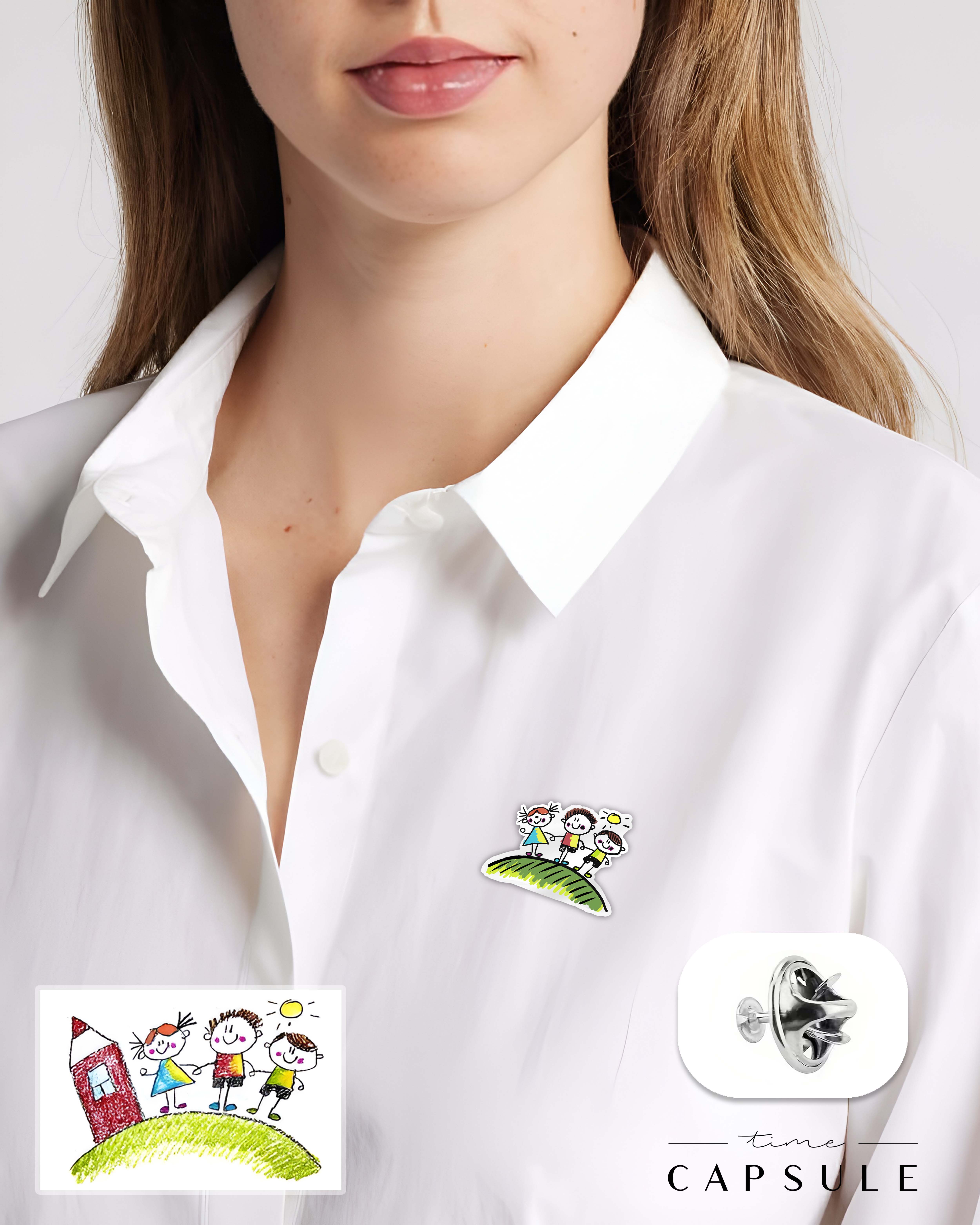 3 პერსონიანი ფერადი ვერცხლის პინი ნახატიდან