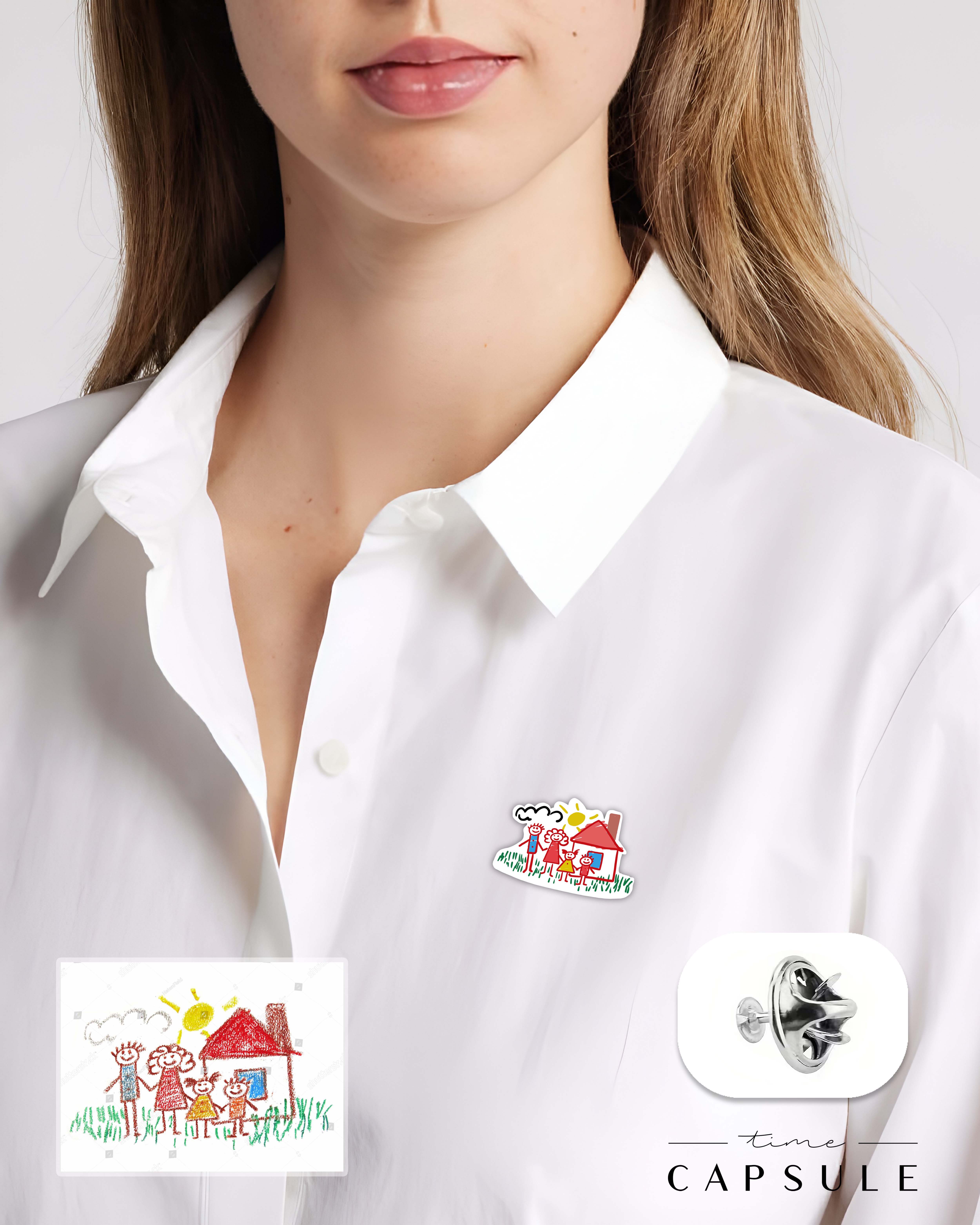 4 პერსონიანი ფერადი ვერცხლის პინი ნახატიდან