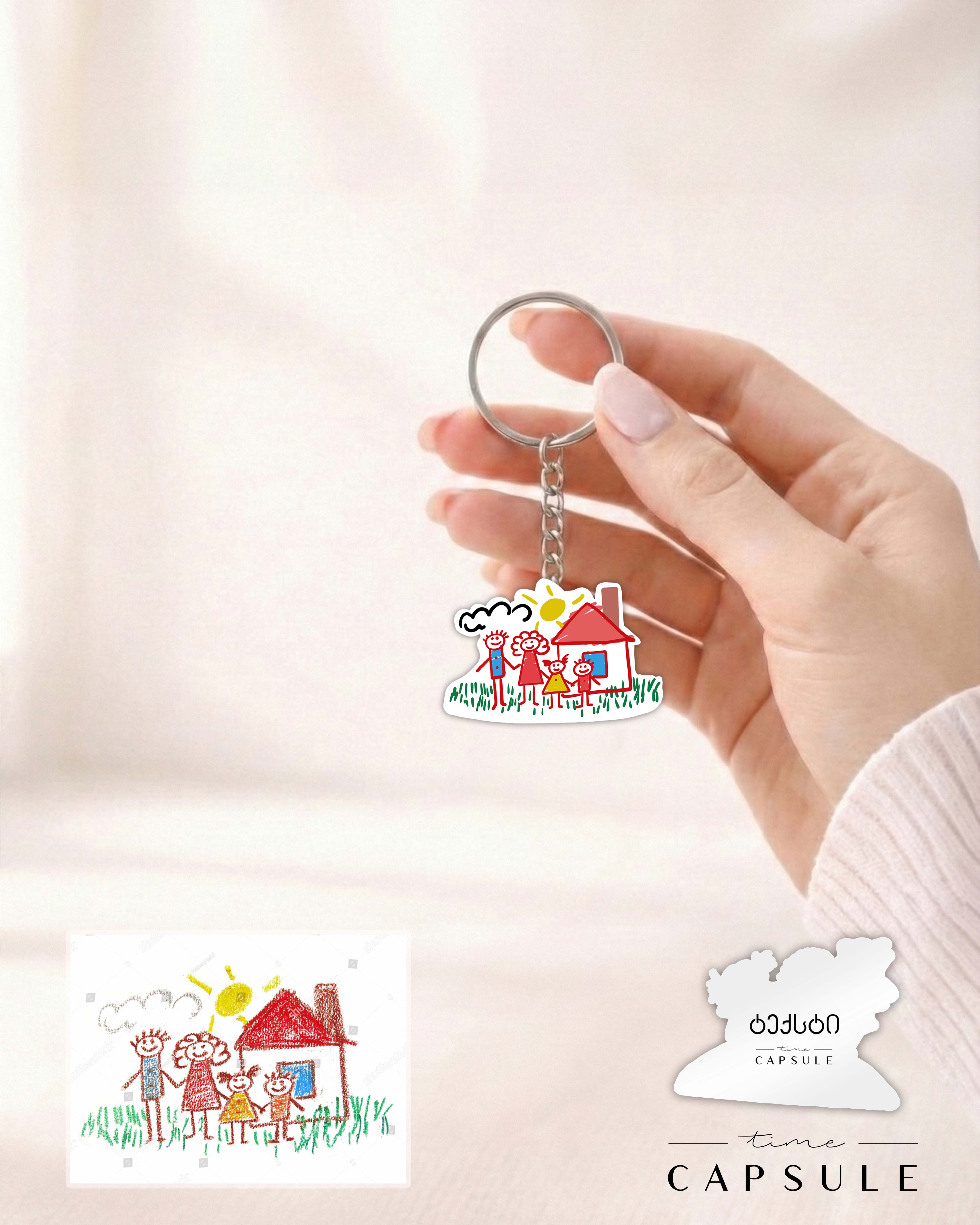 4 პერსონიანი ფერადი ბრელოკი ნახატიდან გრავირებით