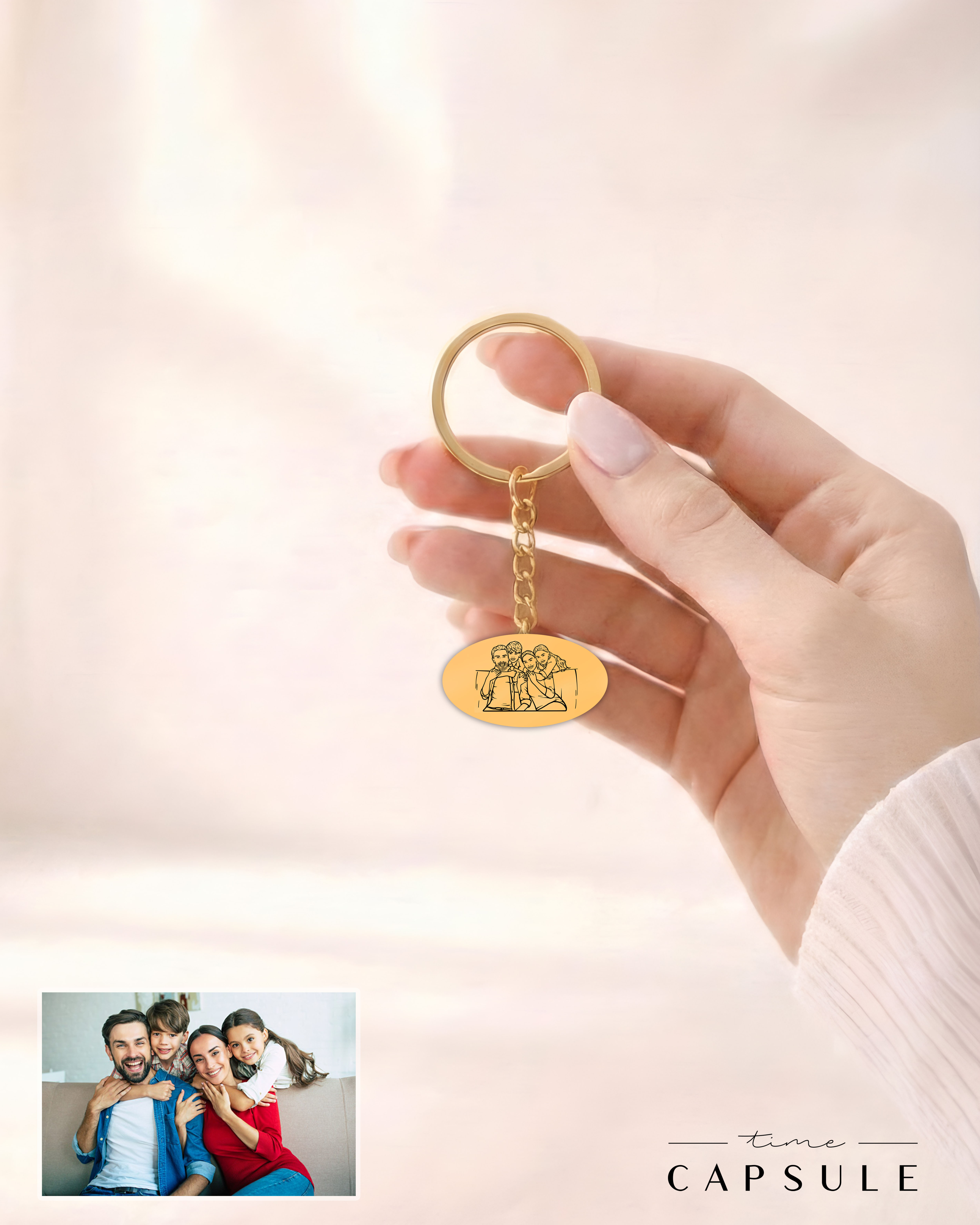 4 პერსონიანი მხოლოდ ვერცხლის ბრელოკიფოტოპორტრეტიდან მოოქროვება ოვალურ ფირფიტაზე