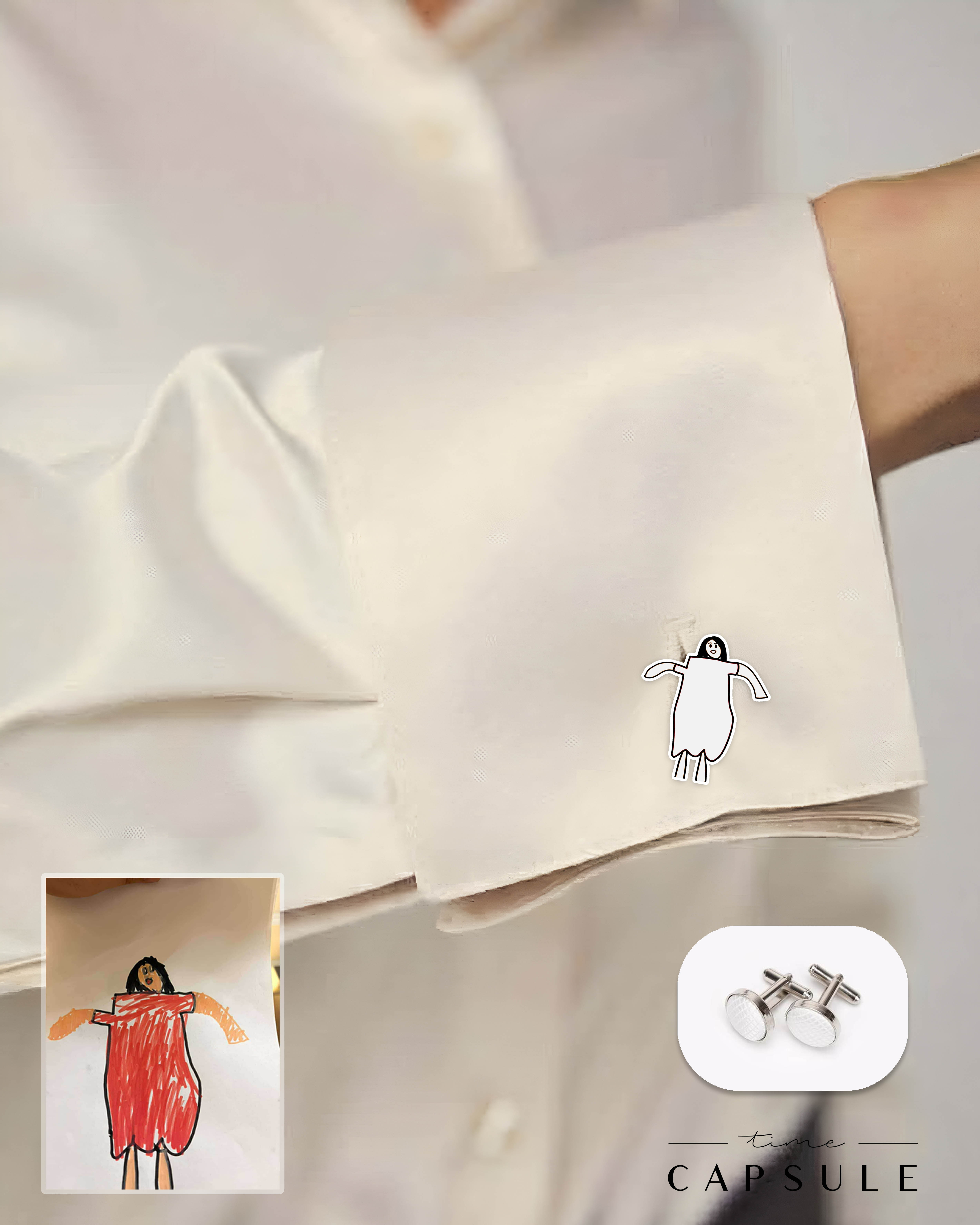 1 პერსონიანი მხოლოდ ვერცხლის საკინძეები ნახატით