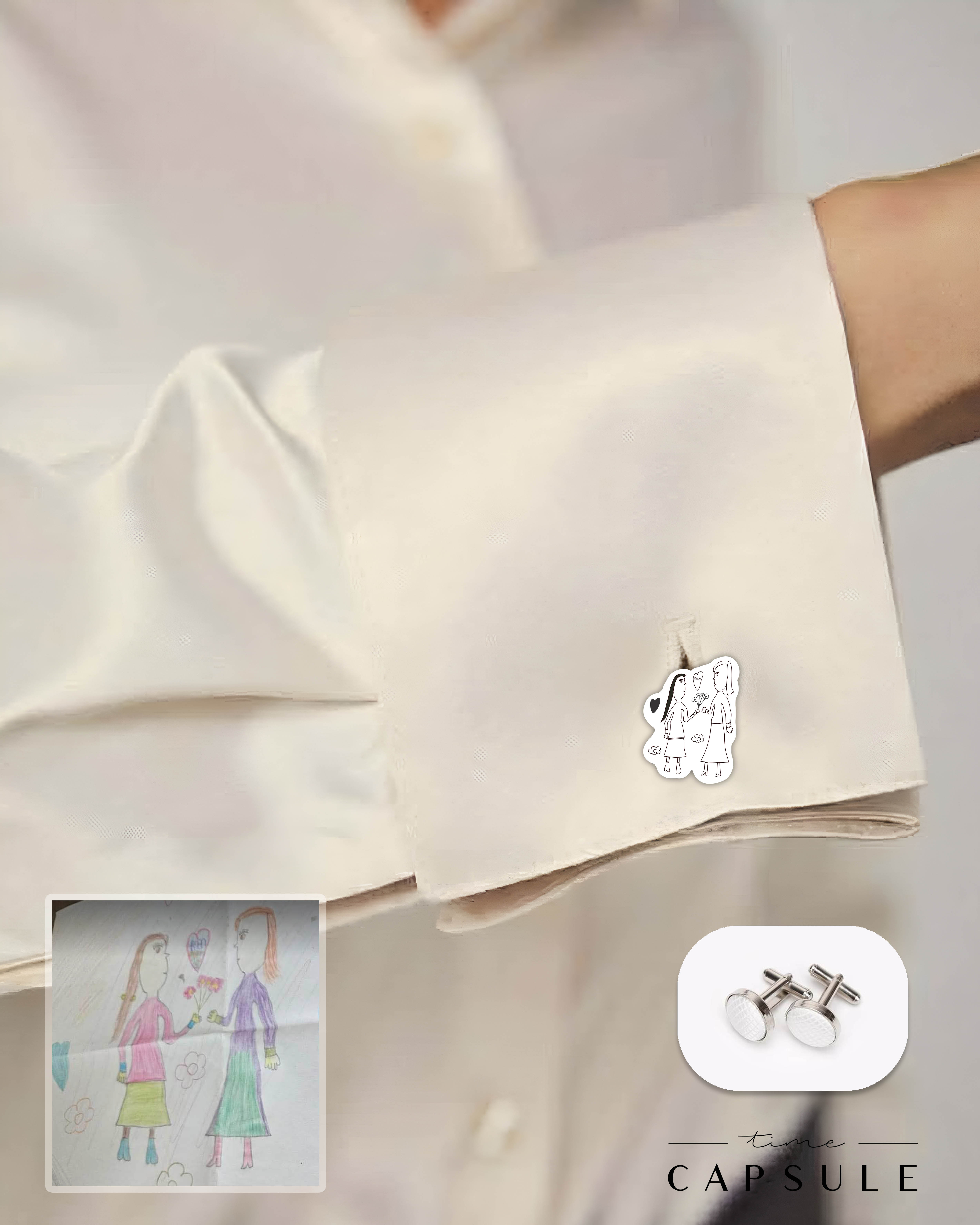 2 პერსონიანი მხოლოდ ვერცხლის საკინძეები ნახატით