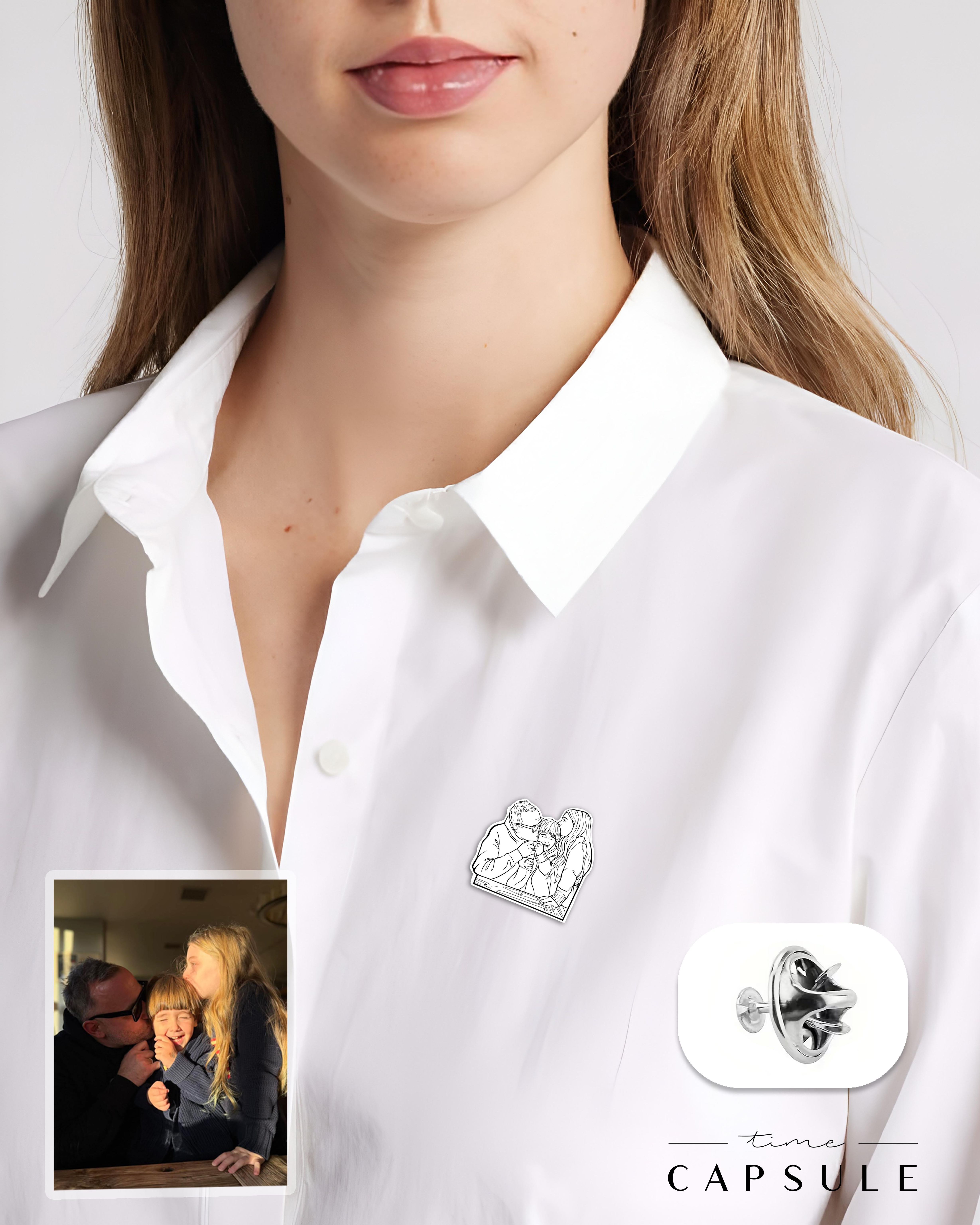 3 პერსონიანი ვერცხლის პინი ფოტოპორტრეტიდან