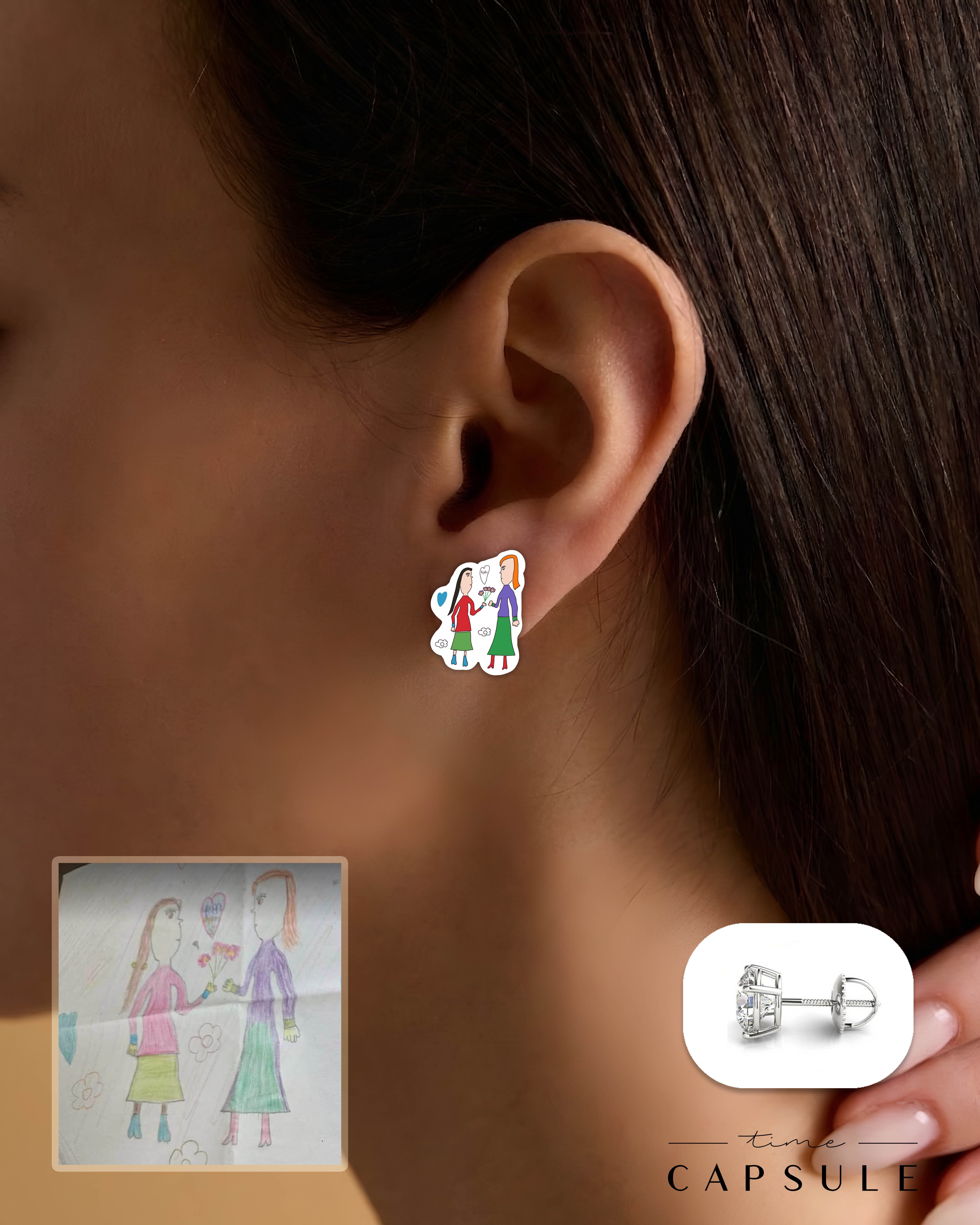 2 პერსონიანი ფერადი  საყურეები ნახატით