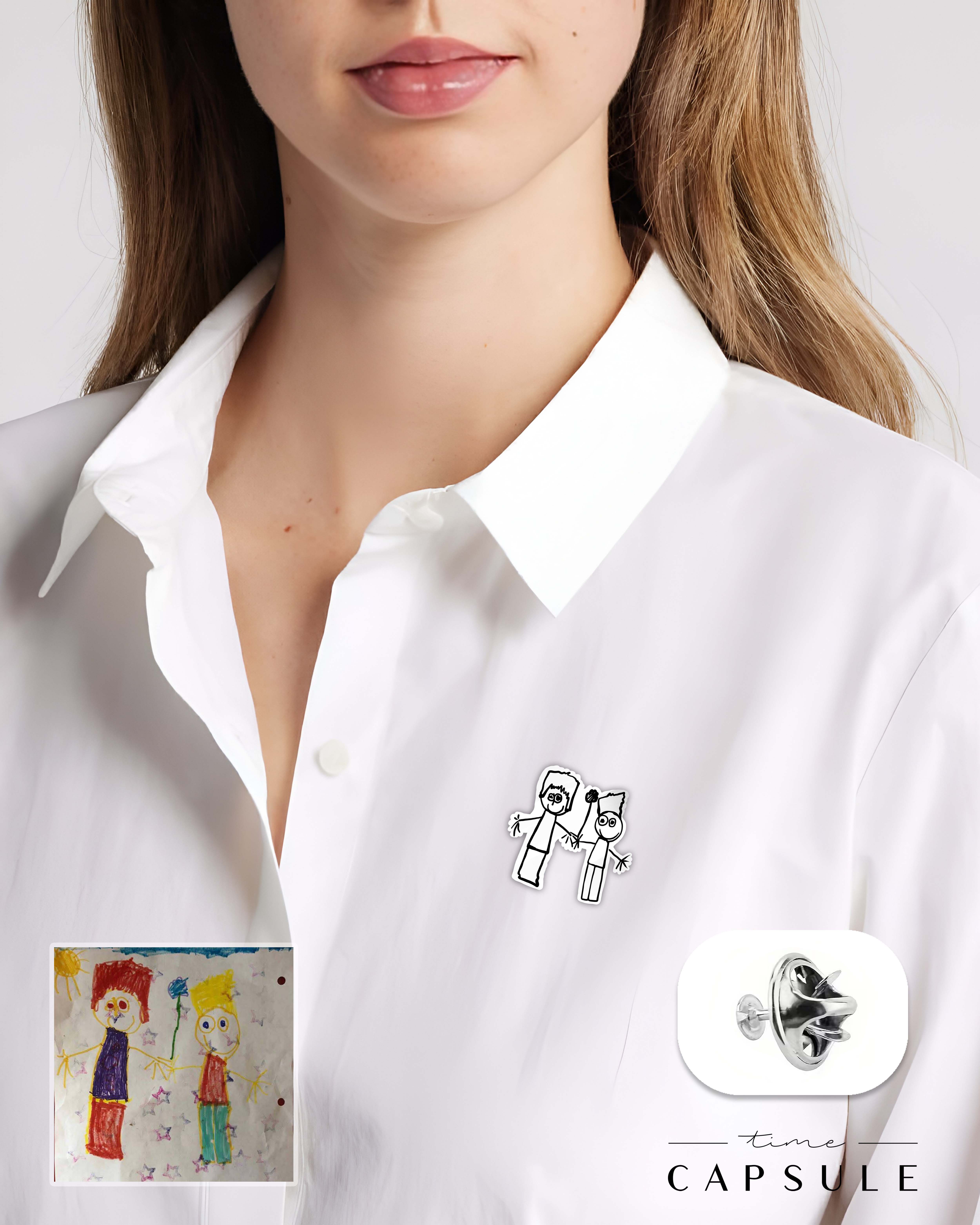 2 პერსონიანი ვერცხლის პინი ნახატიდან