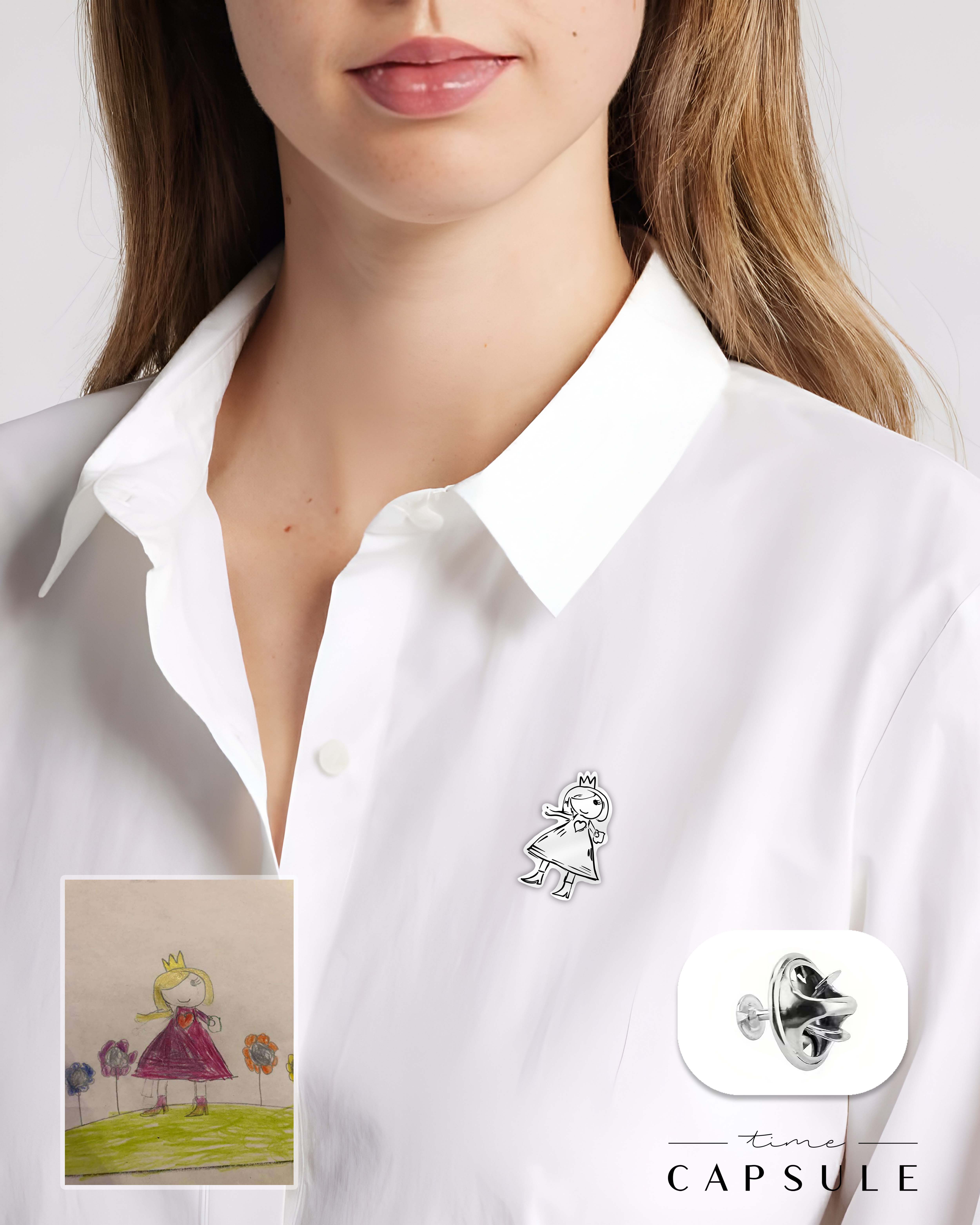 1 პერსონიანი ვერცხლის პინი ნახატიდან