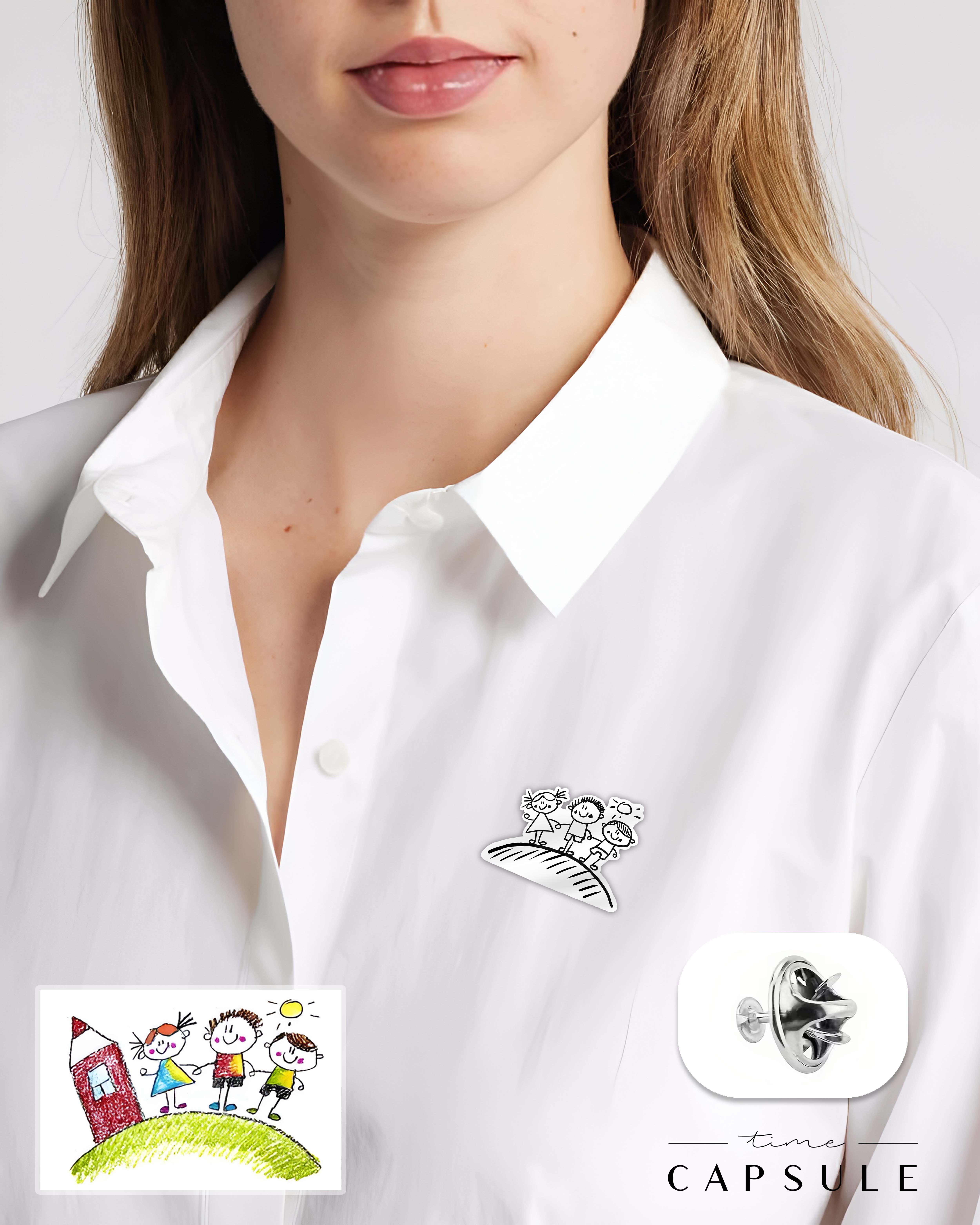 3 პერსონიანი ვერცხლის პინი ნახატიდან